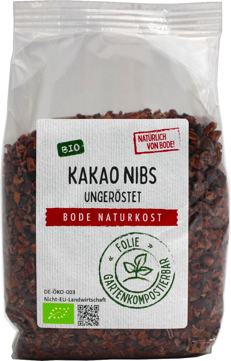 V. Kakao Nibs bio ungeröstet, gartenkompostierbarer Beutel 6x250g