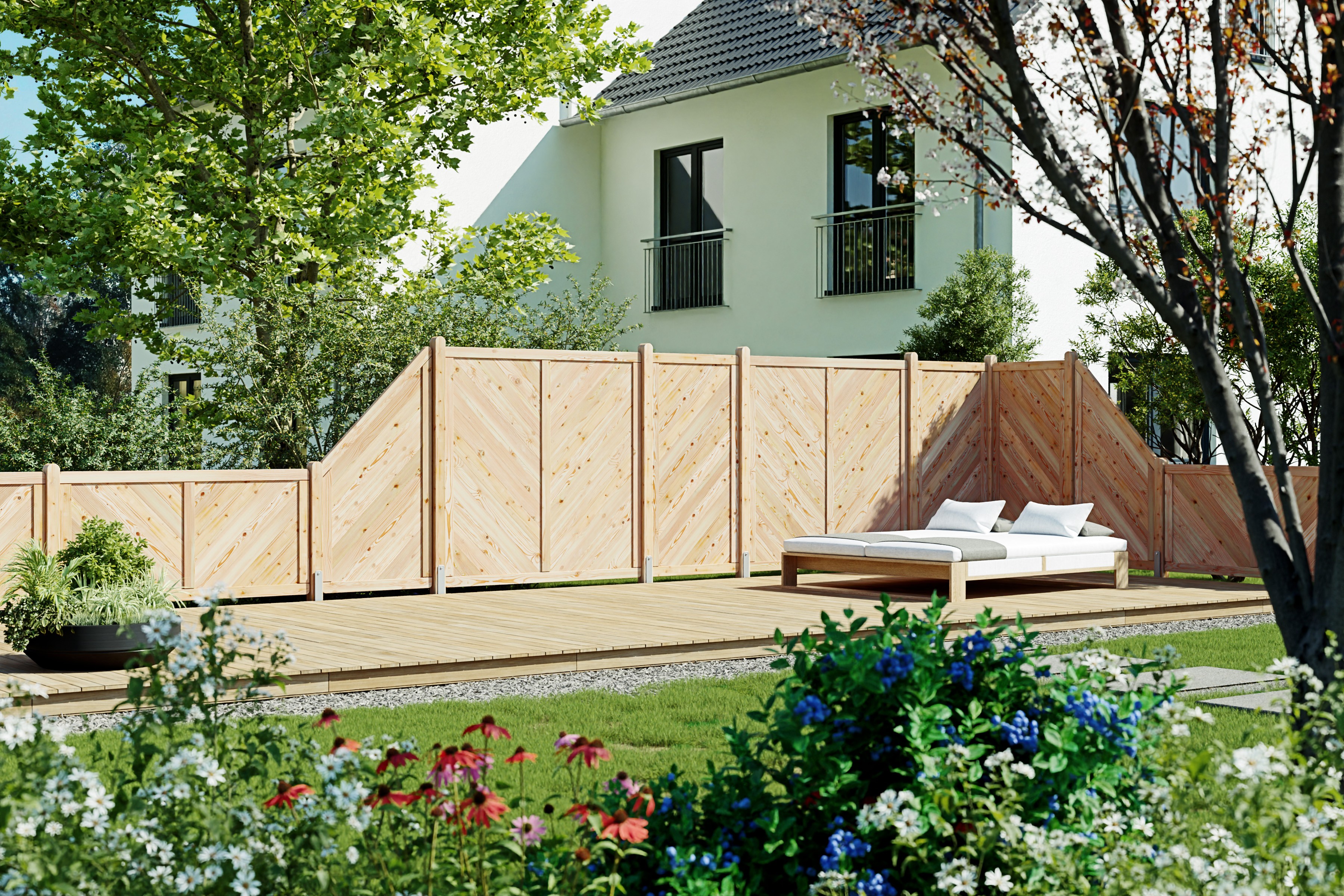 Massivzaun geschlossen 180x180 cm Douglasie unbehandelt