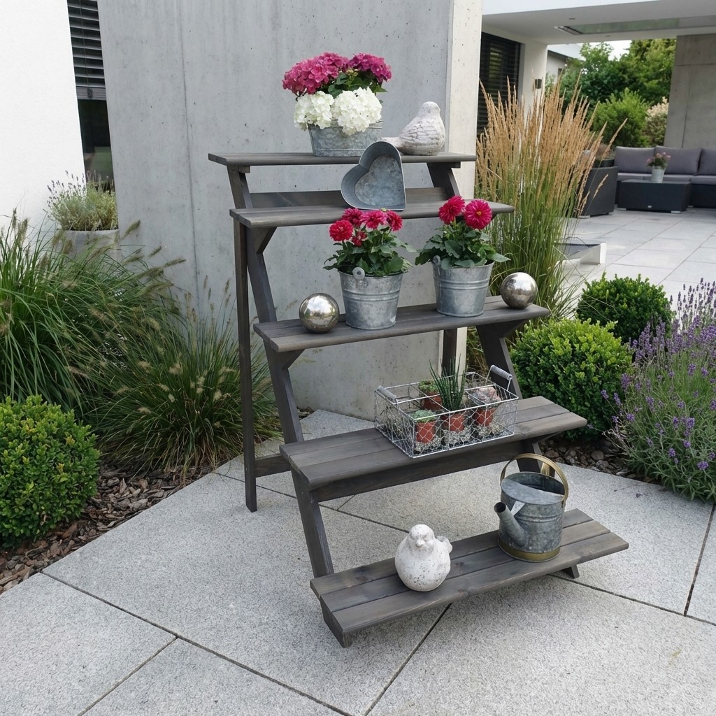 Blumentreppe 78x100x109 cm Kiefer grau