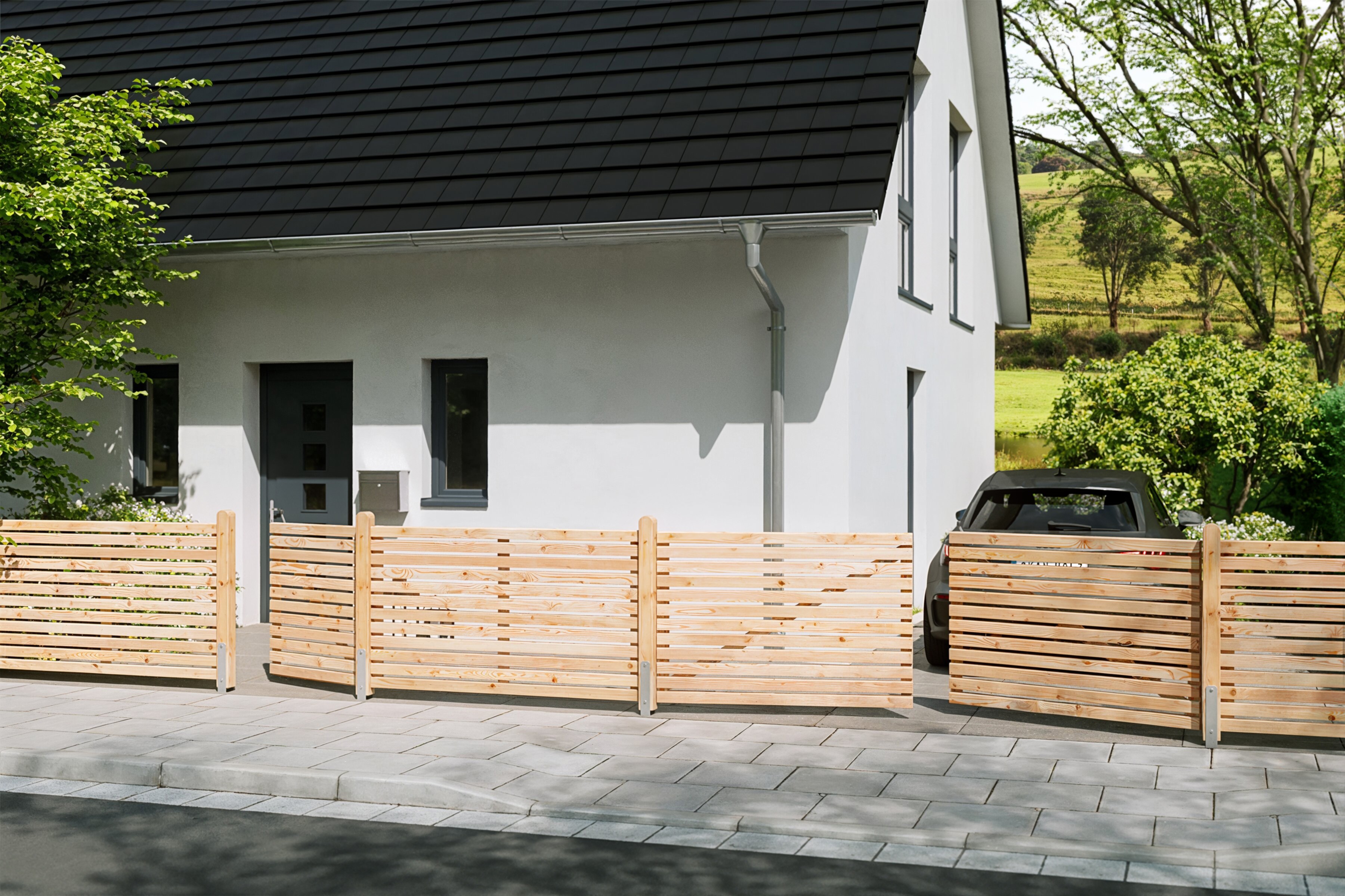 Rhombuszaun Doppeltor 300x100 cm Douglasie unbehandelt