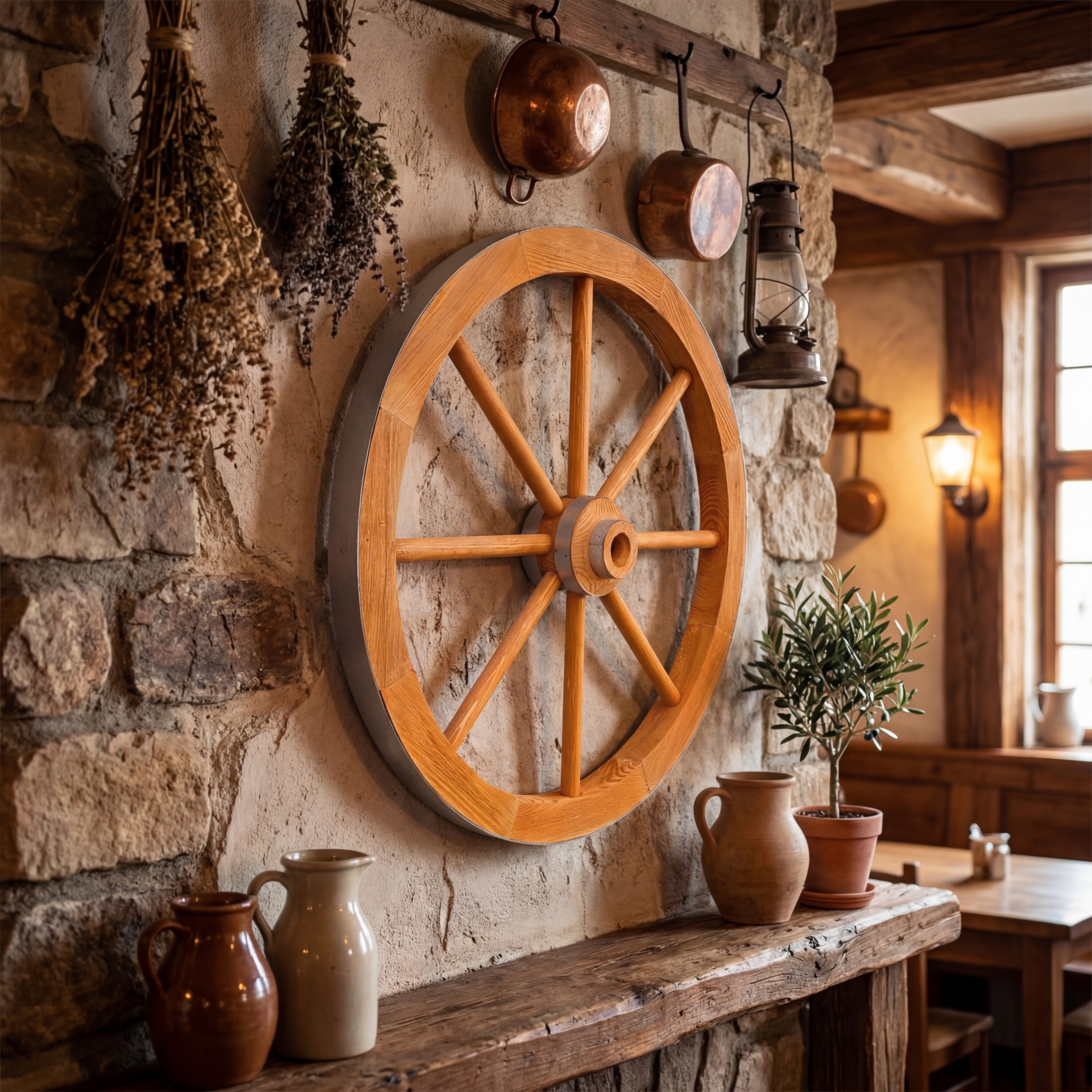 Wagenrad Ø 75 cm Kiefer honigbraun