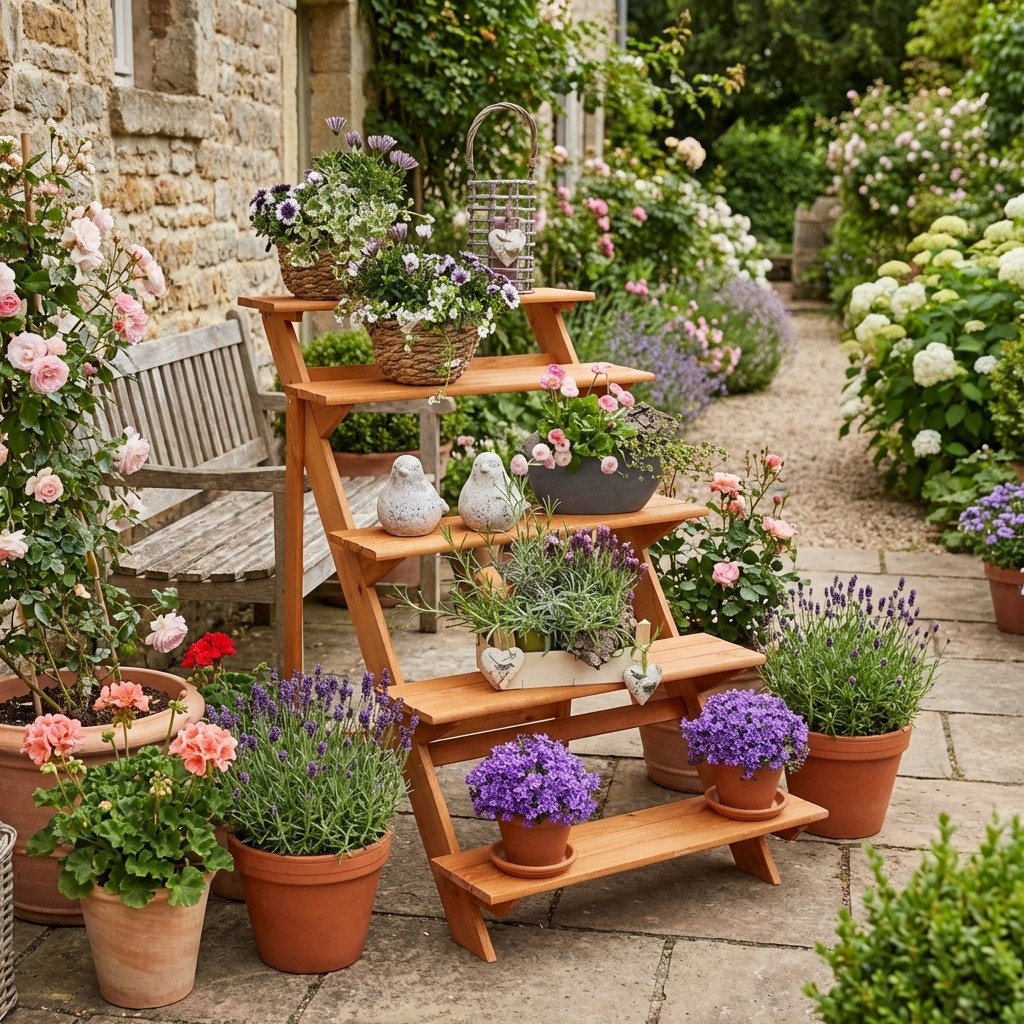 Blumentreppe 78x100x109 cm Kiefer honigbraun