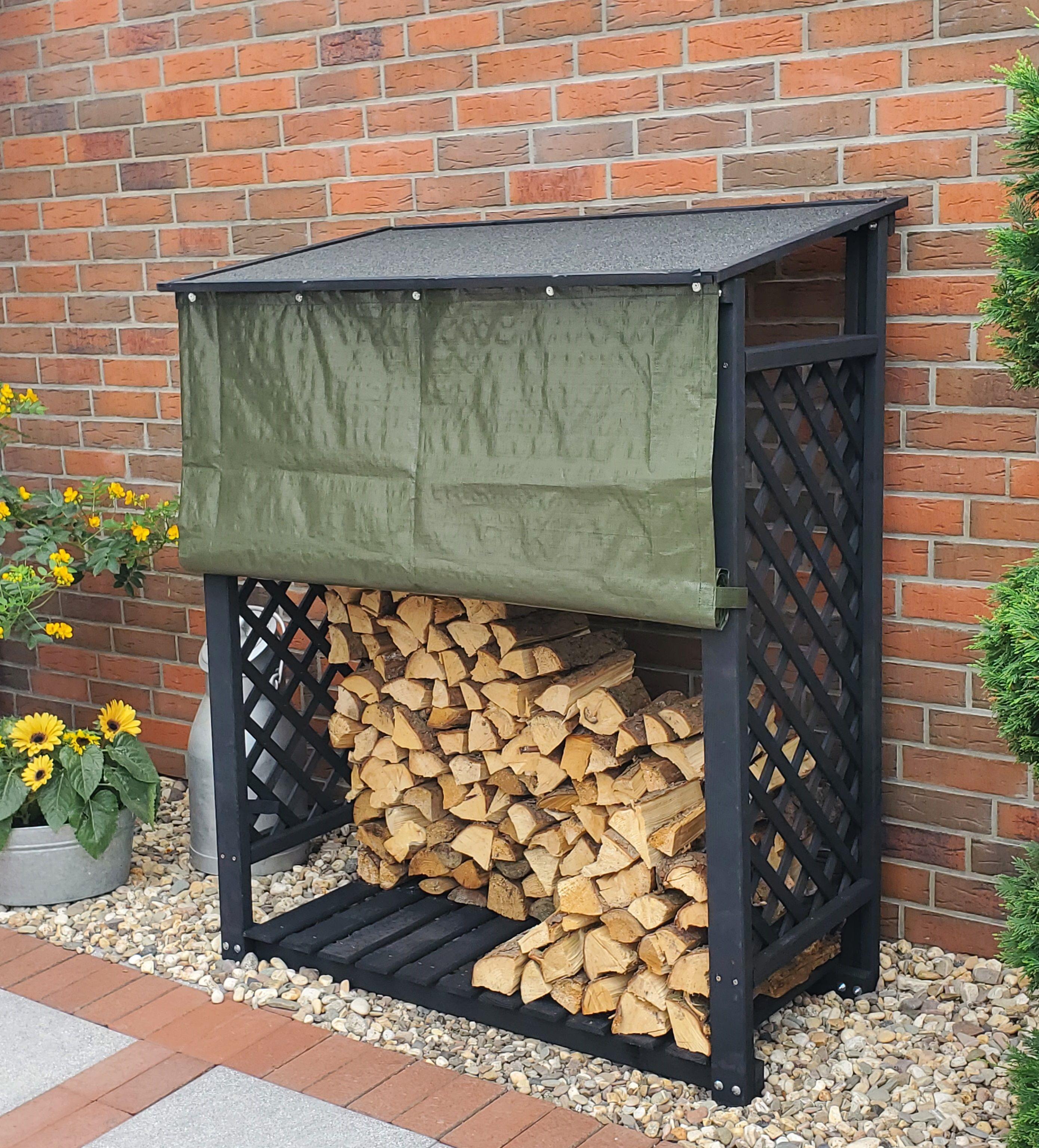 Kaminholz-Speicher 119,5x68x148 cm - inkl. 1xWetterschutz Kiefer anthrazit
