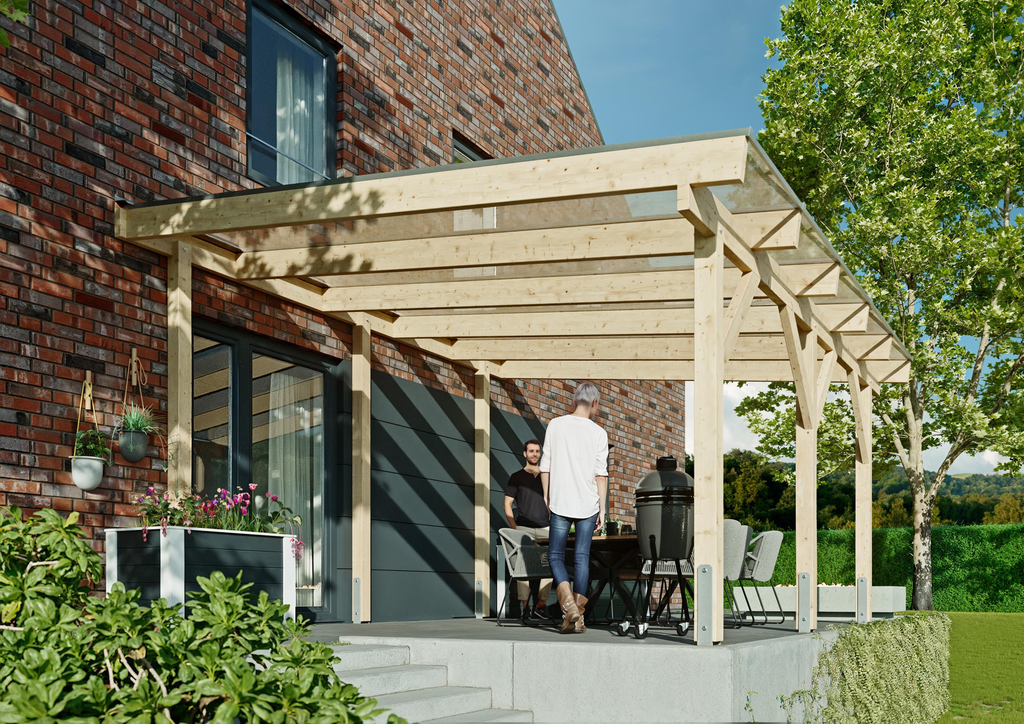 Terrassendach Idaho V 5,10x4,50 m - inklusiv widerstandsfähigem Polycarbonat klar