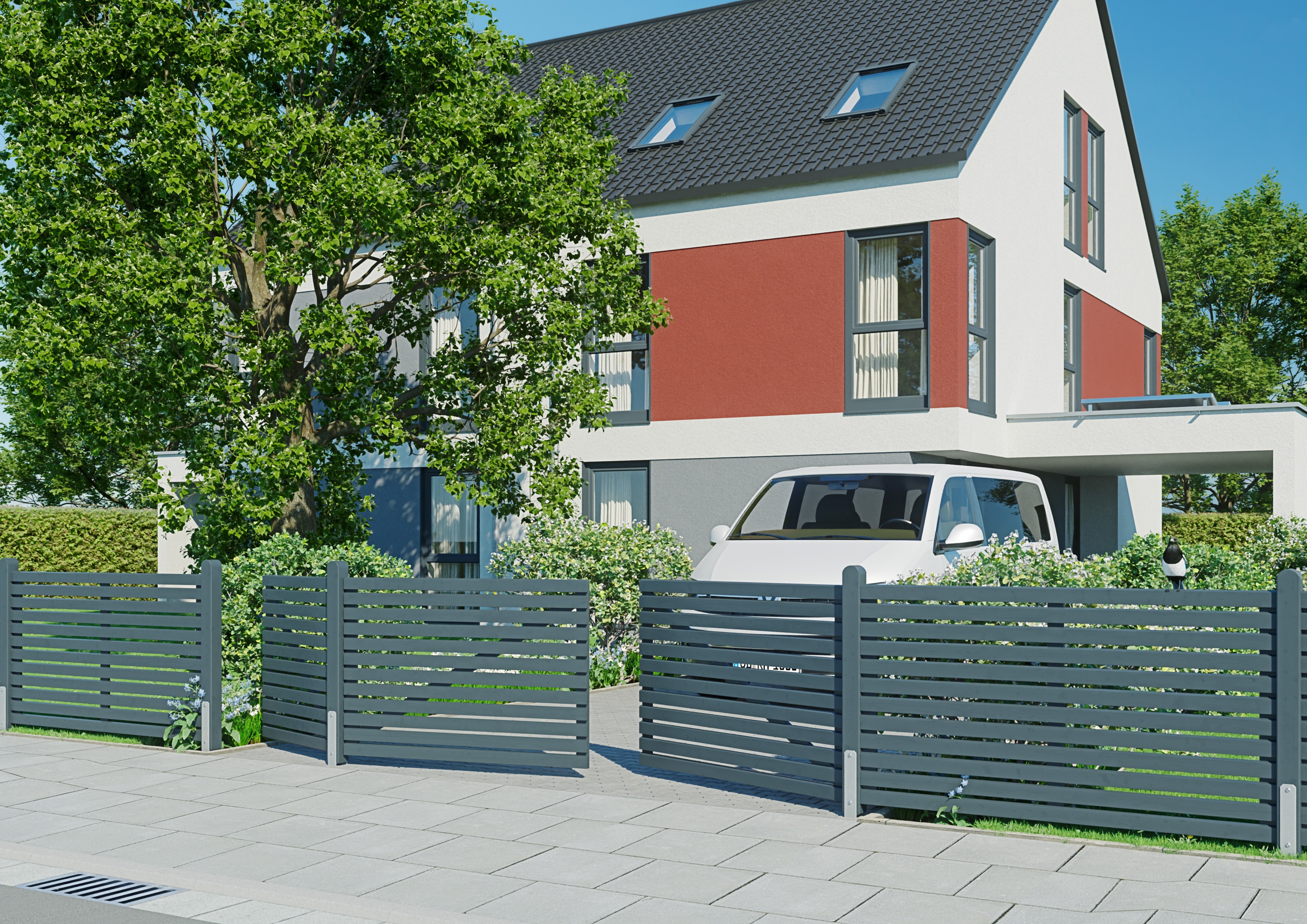 Rhombuszaun Tor 90x100 cm Fichte anthrazit