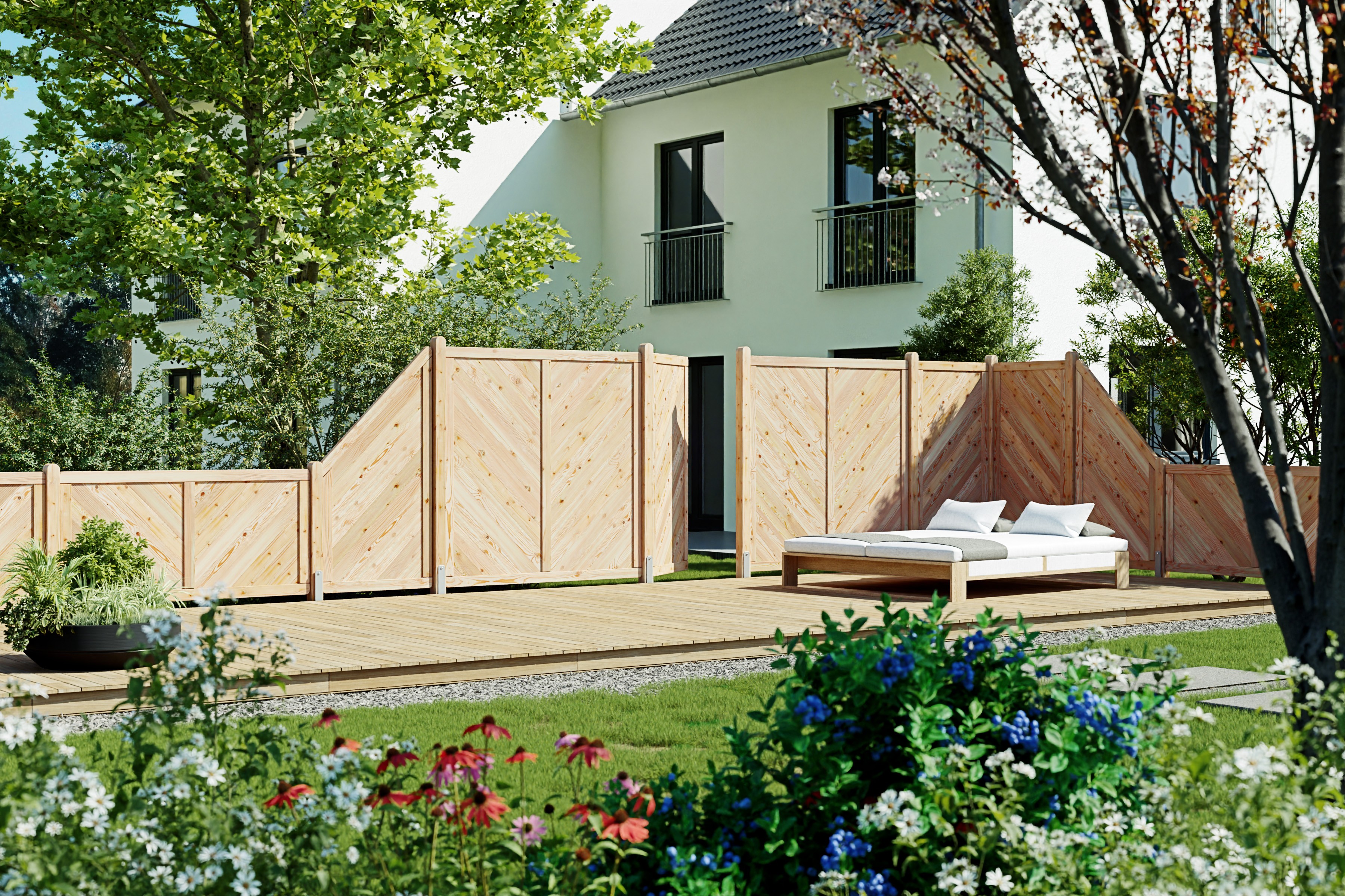 Massivzaun geschlossen 90x180/90 cm Douglasie unbehandelt