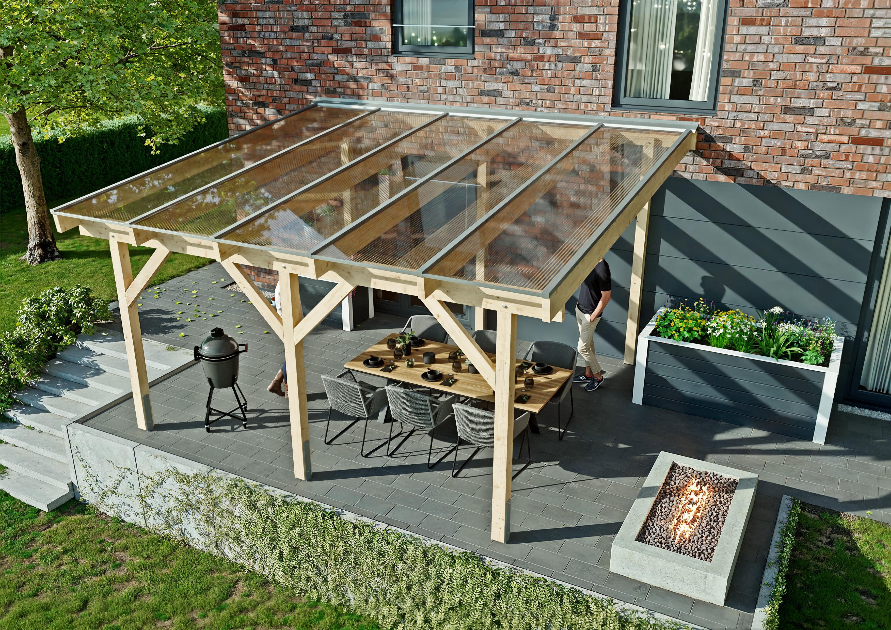 Terrassendach Idaho V 5,10x4,50 m - inklusiv widerstandsfähigem Polycarbonat klar