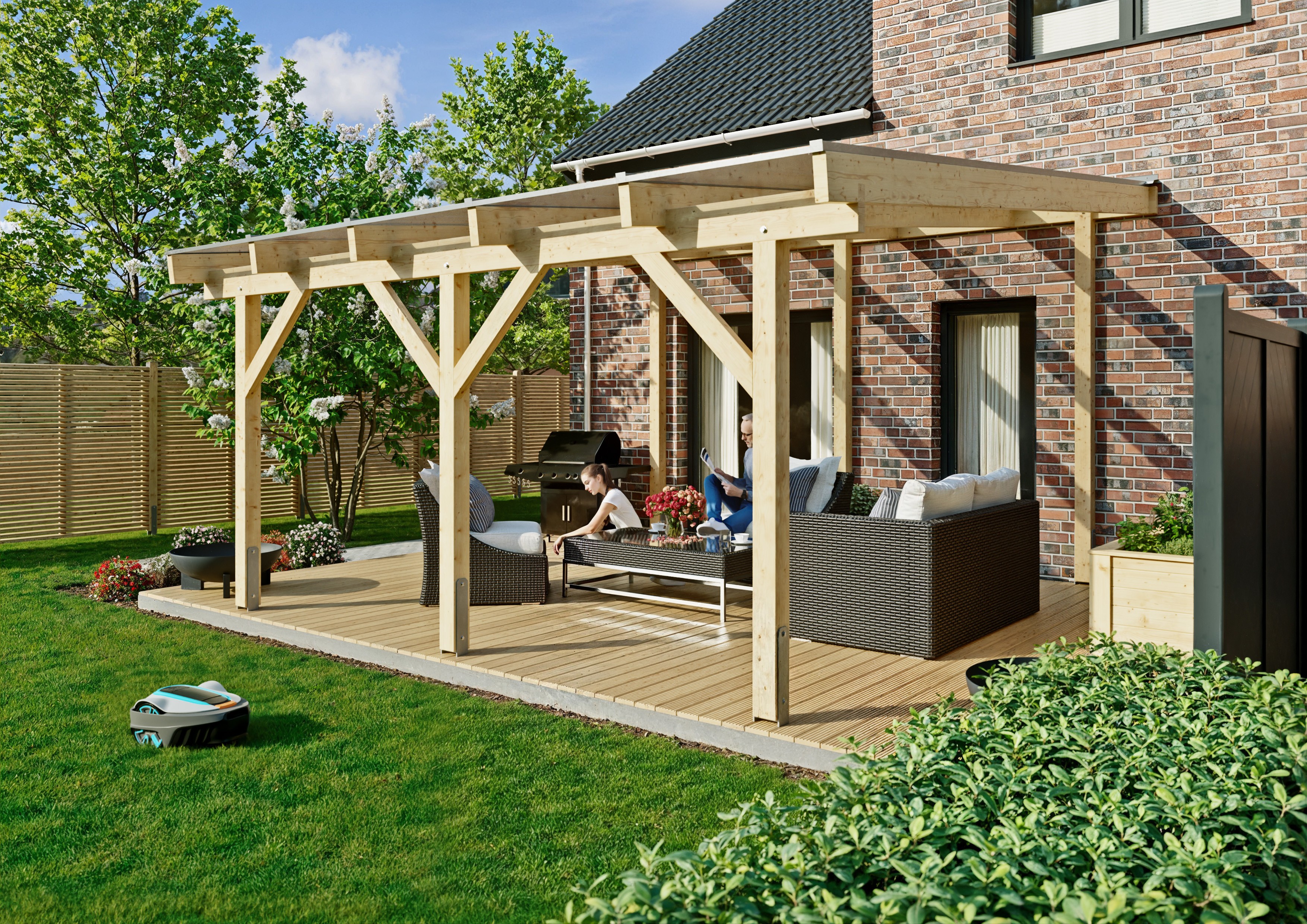 Terrassendach Idaho VI 5,10x5,00 m - inklusiv hochwertigem Acryl climablue