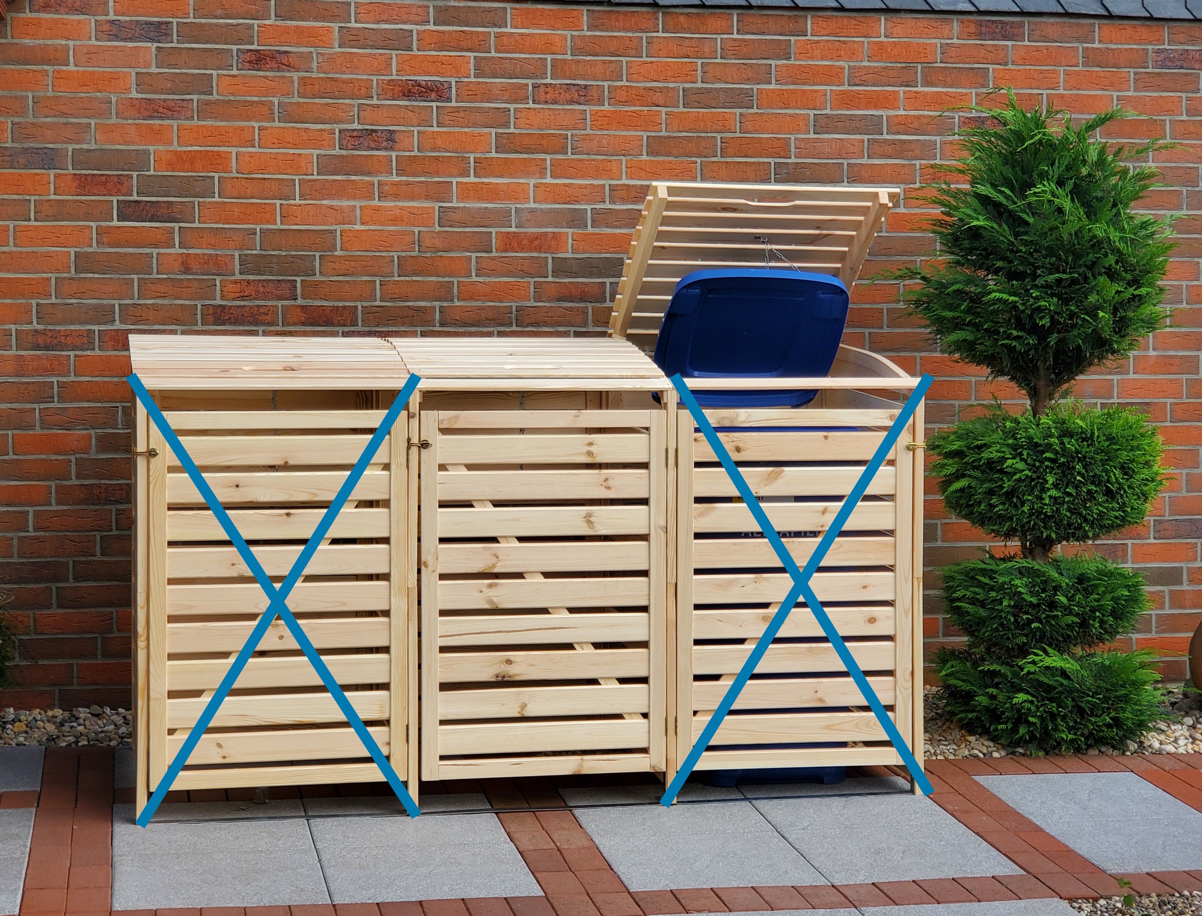 Mülltonnenbox Erweiterung 92x70x122 cm Lärche unbehandelt