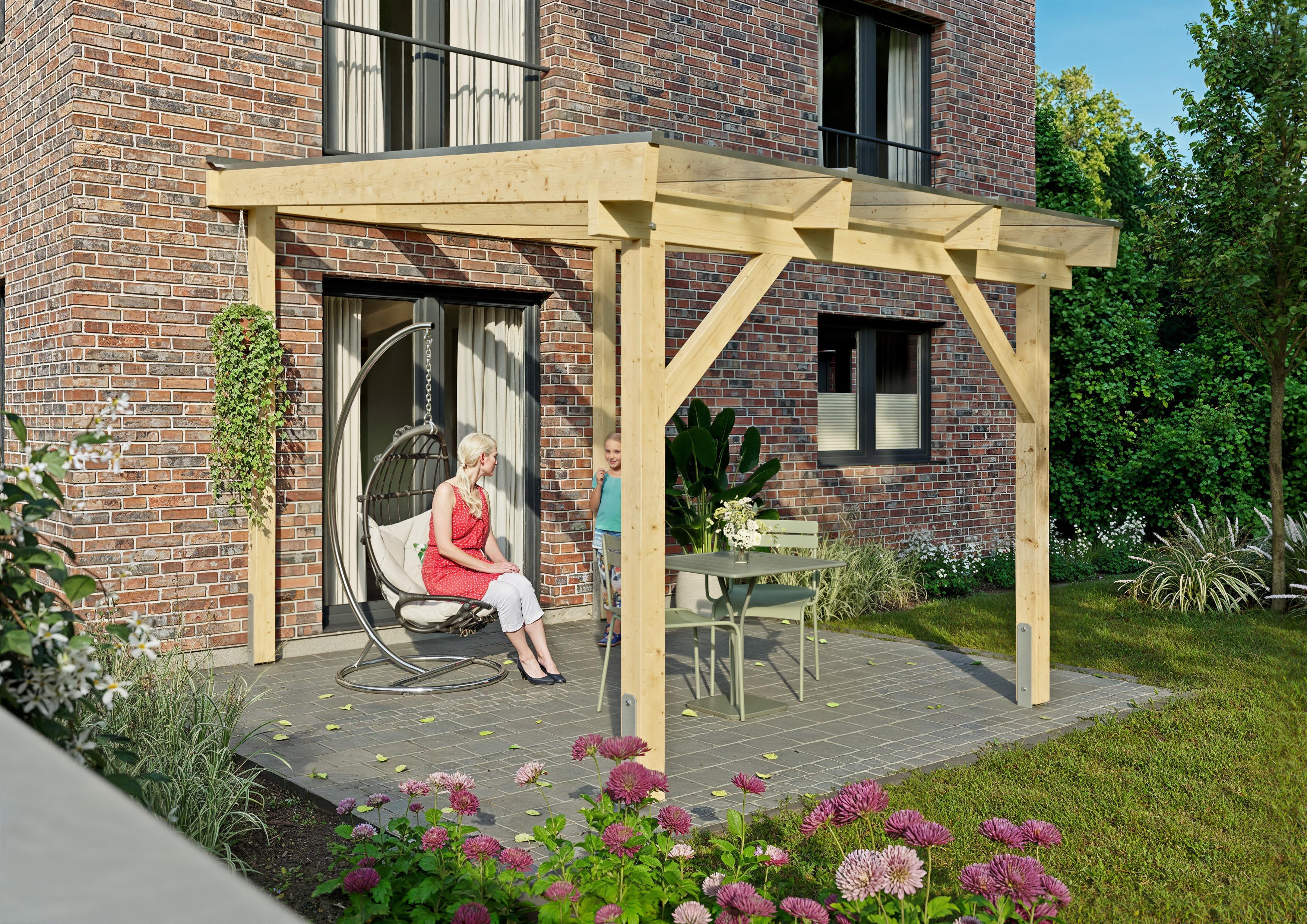 Terrassendach Albany IV 3,08x4,00 m - inklusiv widerstandsfähigem Polycarbonat opal-weiß