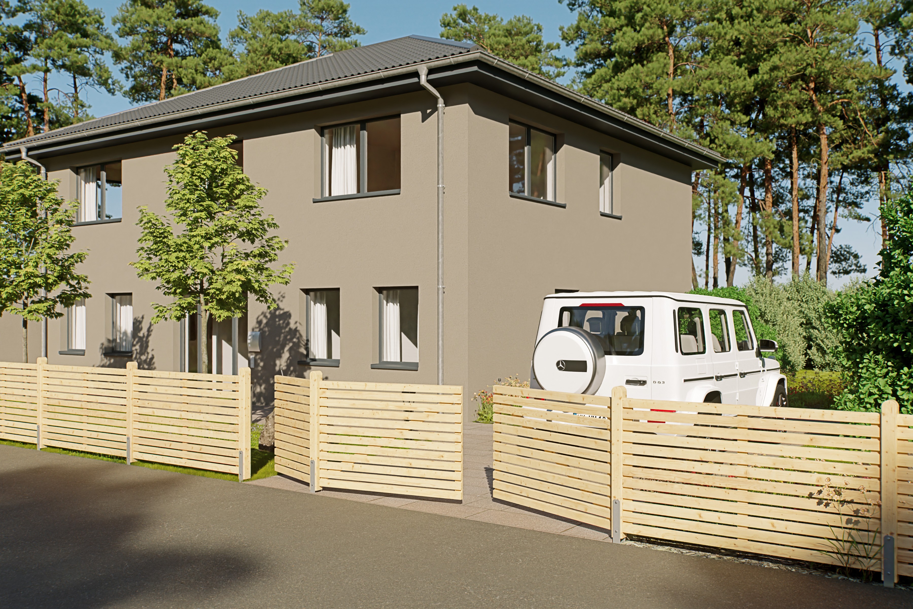 Rhombuszaun Doppeltor 300x100 cm Fichte unbehandelt