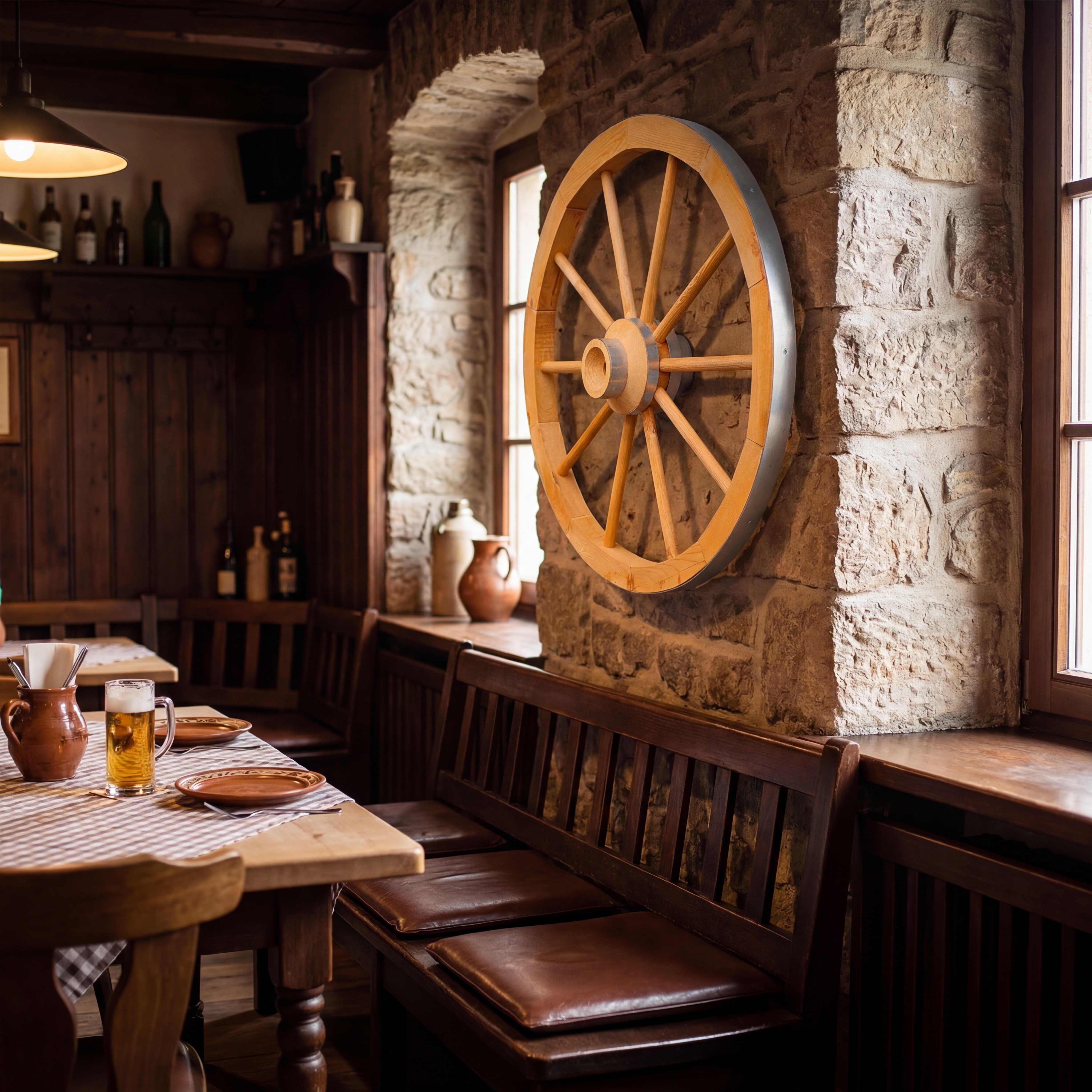 Wagenrad Ø 90 cm Kiefer honigbraun