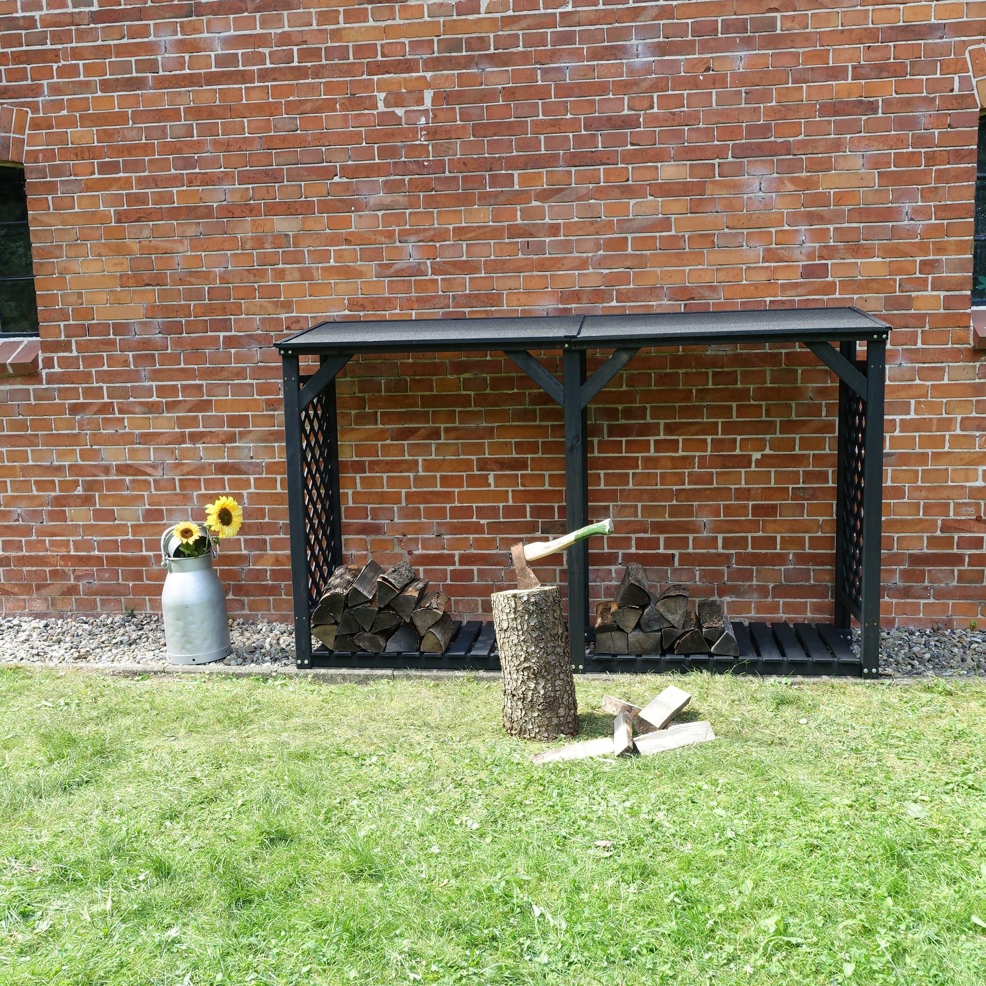 Kaminholz-Speicher 238x68x148 cm Kiefer anthrazit