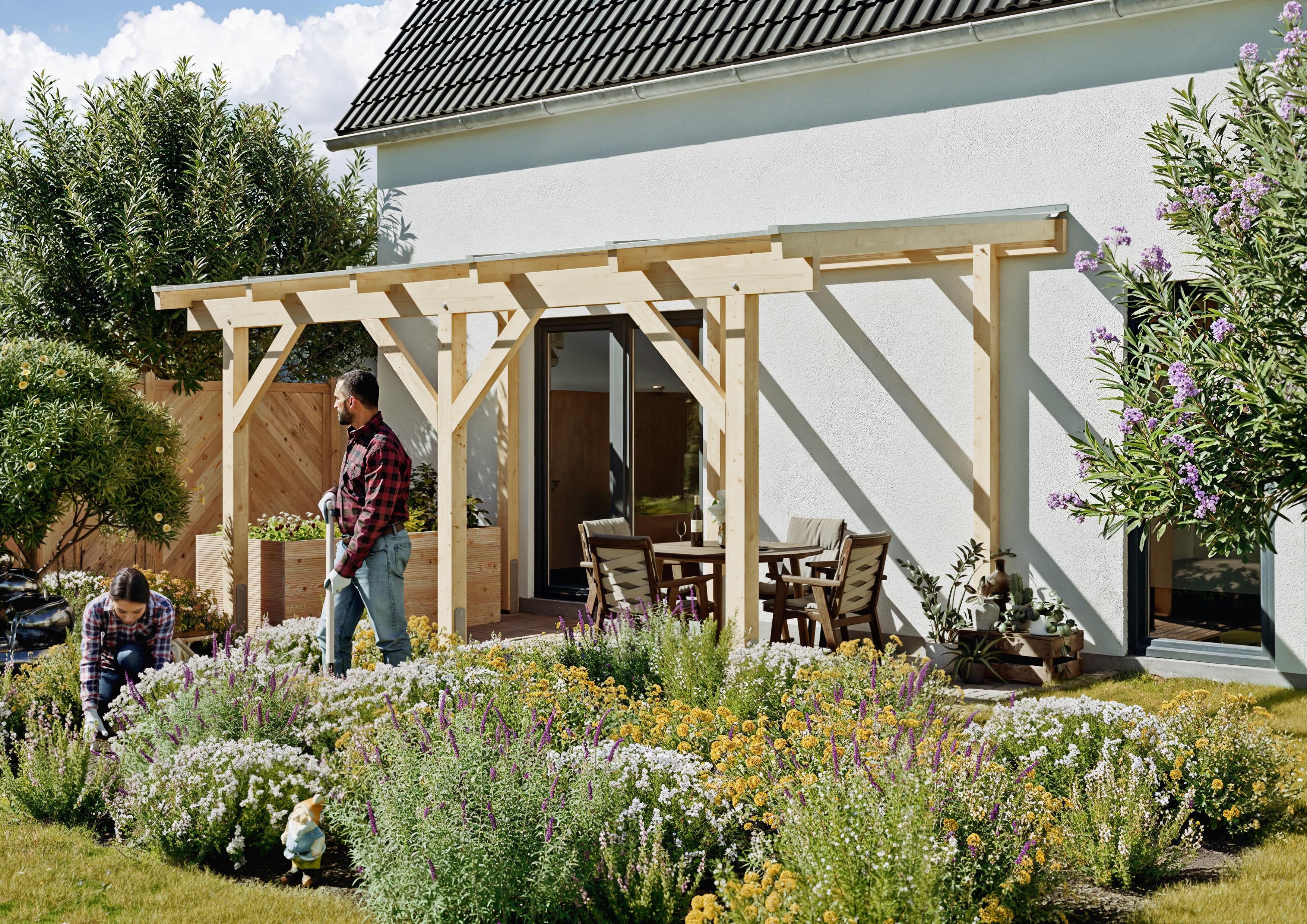 Terrassendach Idaho II 5,10x3,00 m - inklusiv hochwertigem Acryl bronce