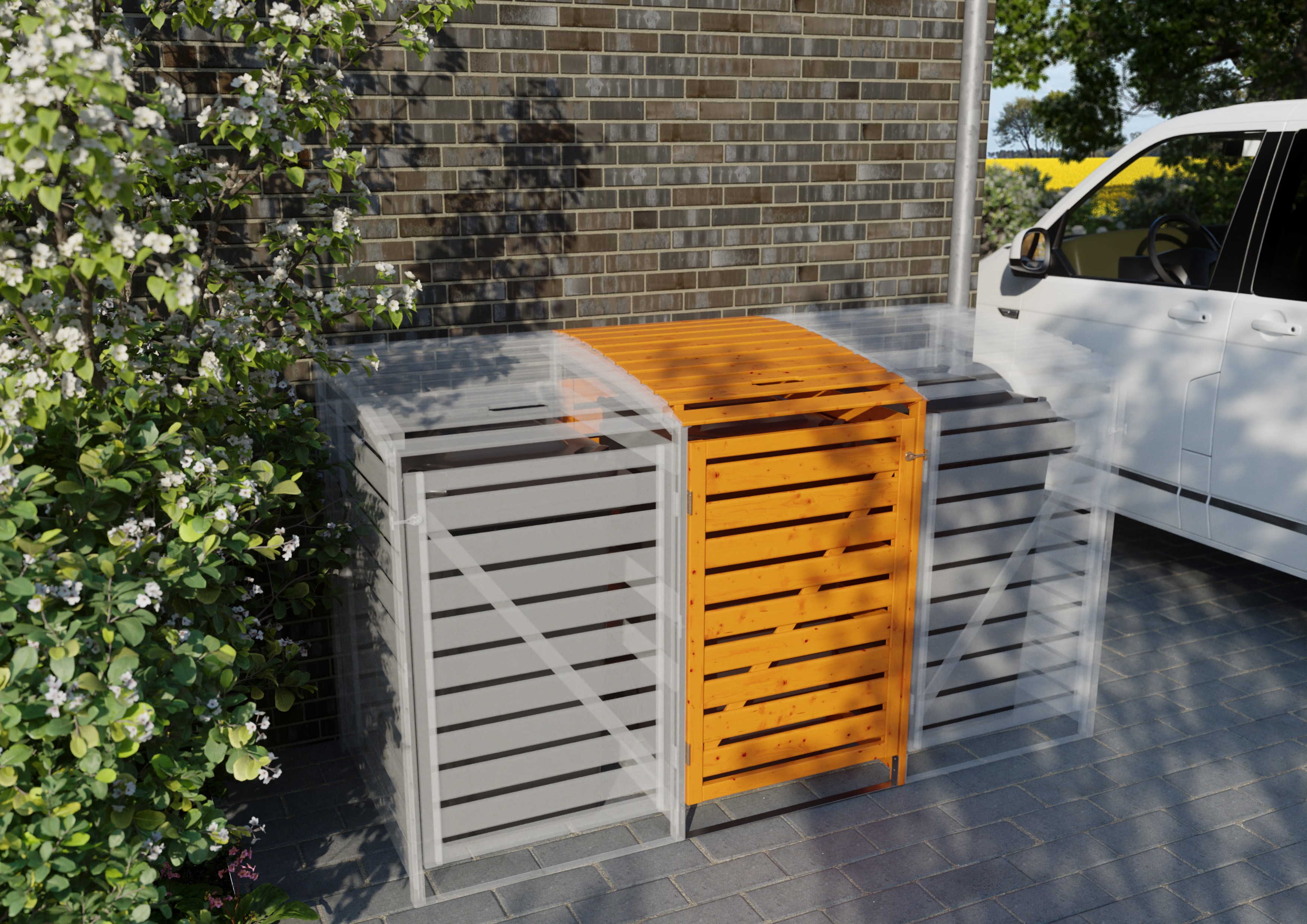 Mülltonnenbox Typ 1 - Erweiterung Kiefer honigbraun