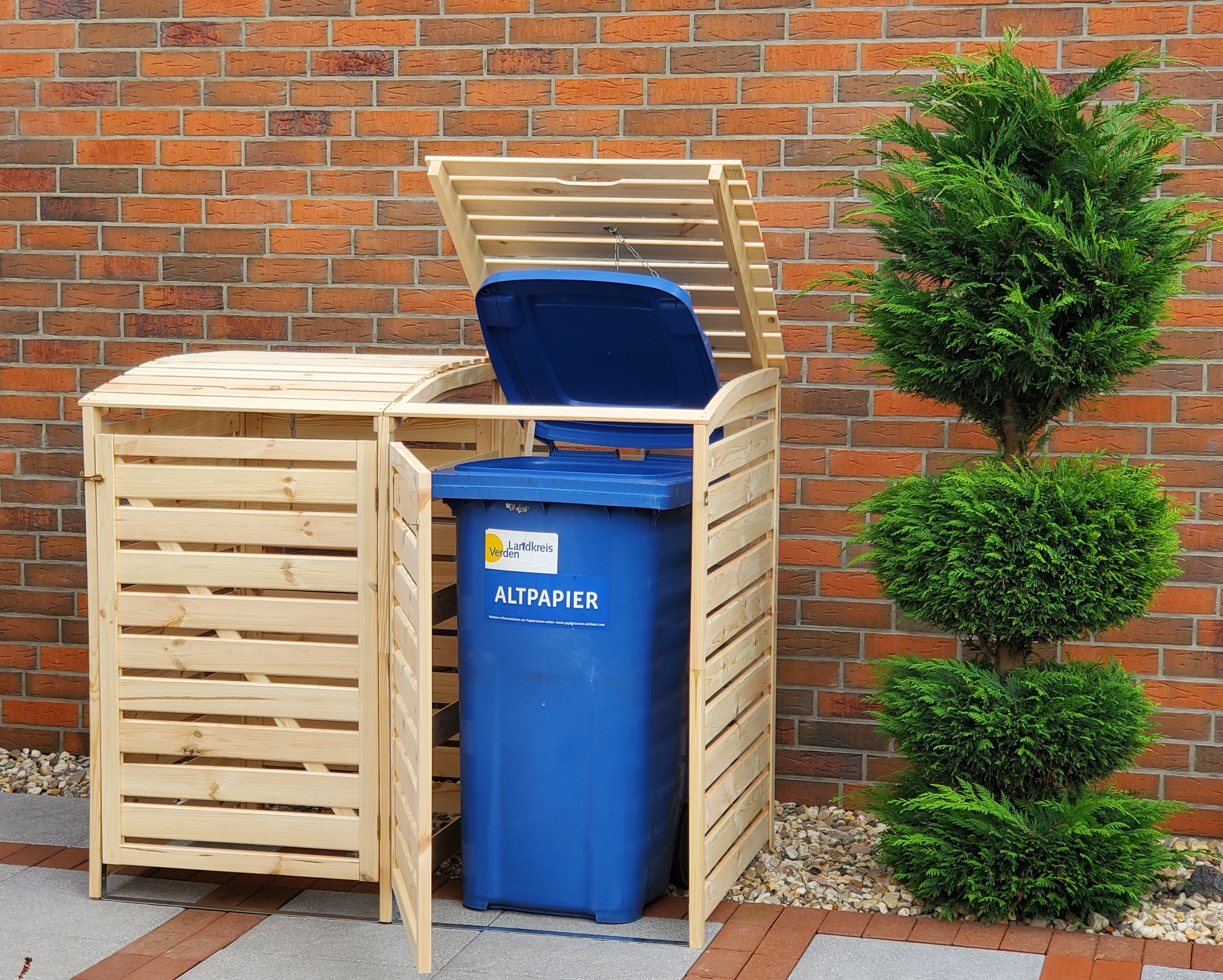 Mülltonnenbox 2 Tonnen 92x148x122 cm Kiefer unbehandelt