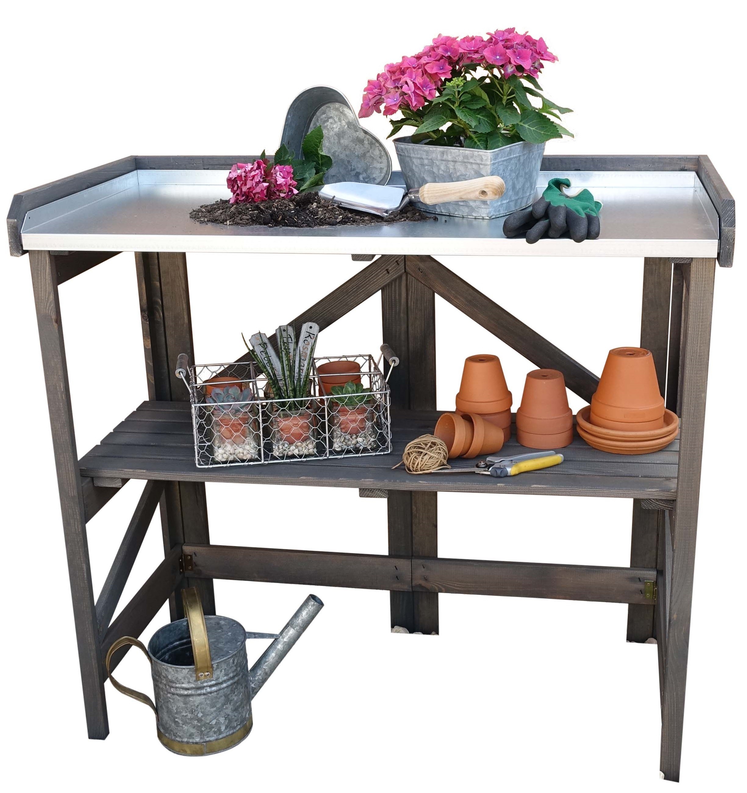 Pflanztisch 97x45x88 cm Kiefer grau