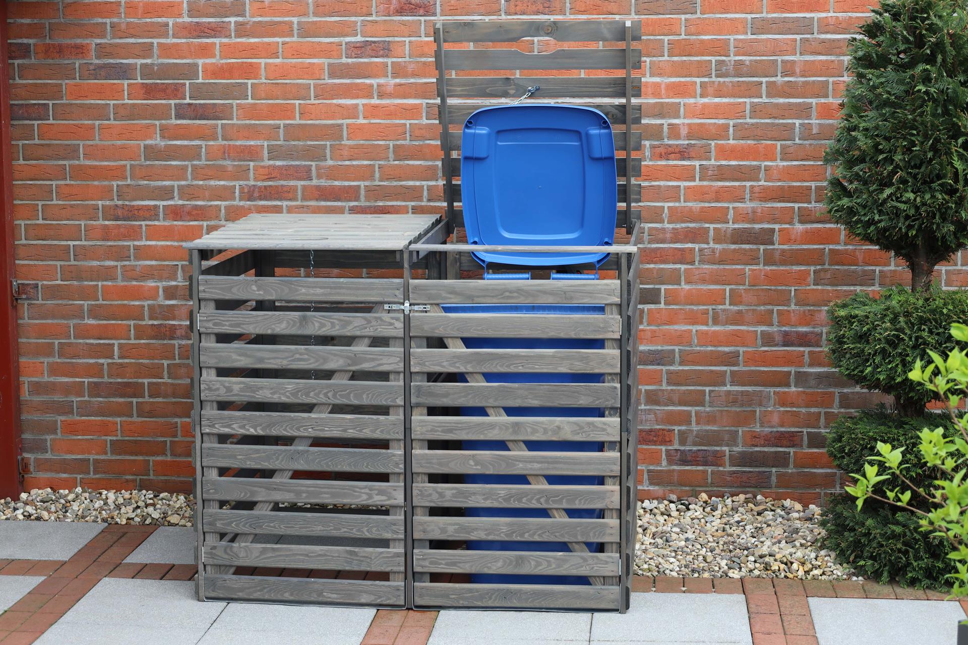 Mülltonnenbox Typ 2 - 2 Tonnen 92x148x122 cm Kiefer grau