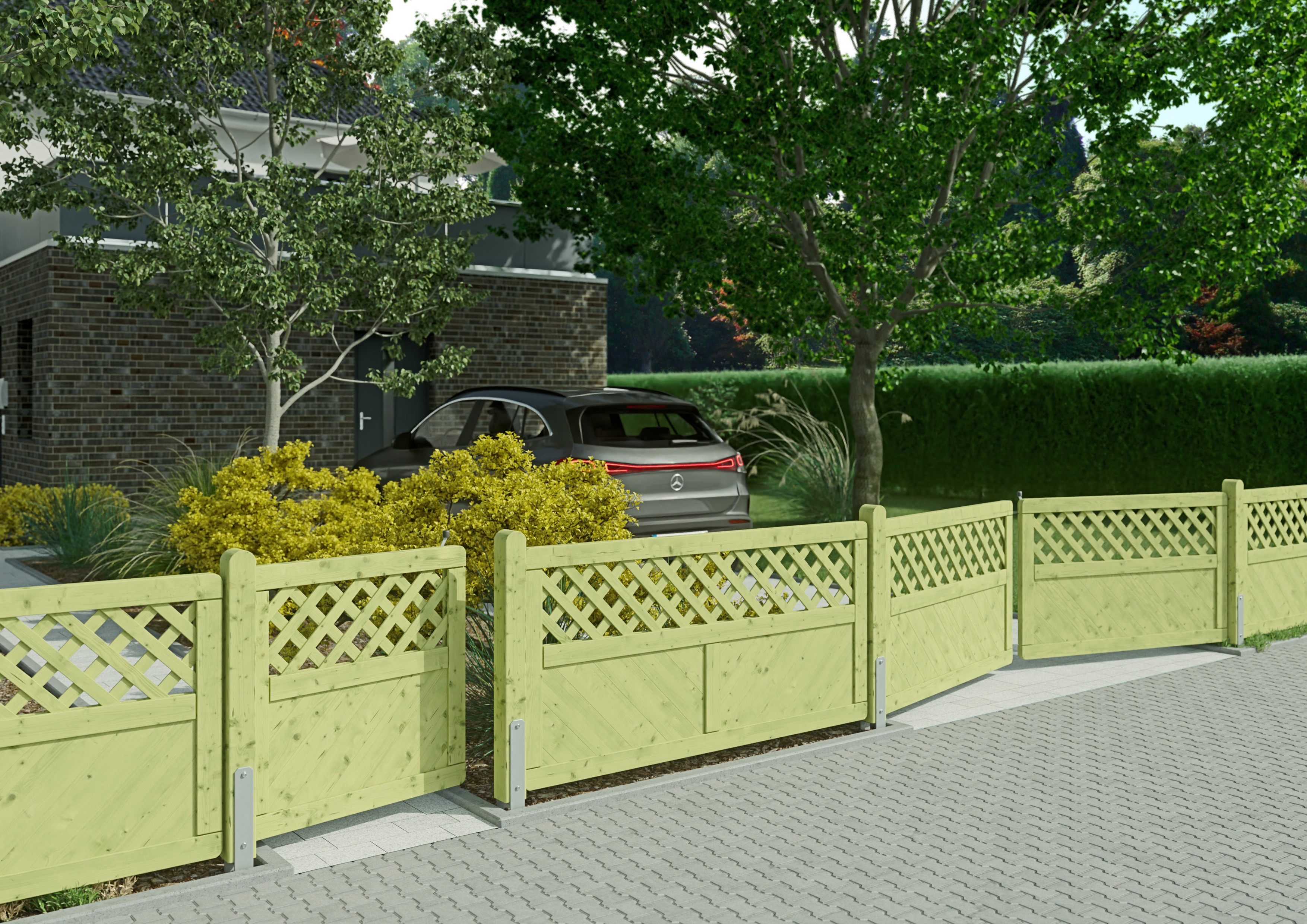 Massivzaun mit Rankgitter 180x90 cm Fichte KDI grün