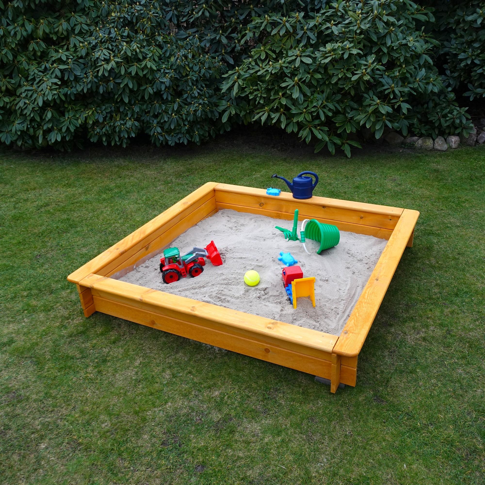 Sandkasten Tessa III 140x140x24 cm - inkl. Abdeckung Kiefer unbehandelt