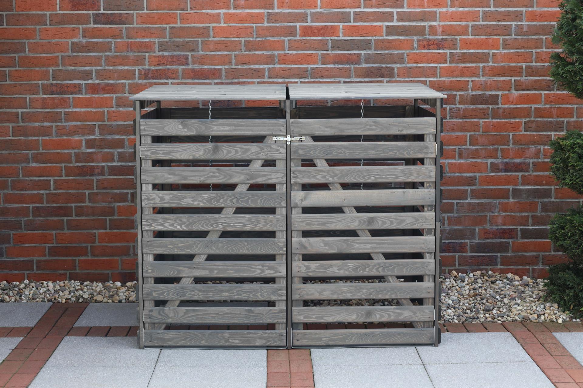 Mülltonnenbox Typ 2 - 2 Tonnen 92x148x122 cm Kiefer grau