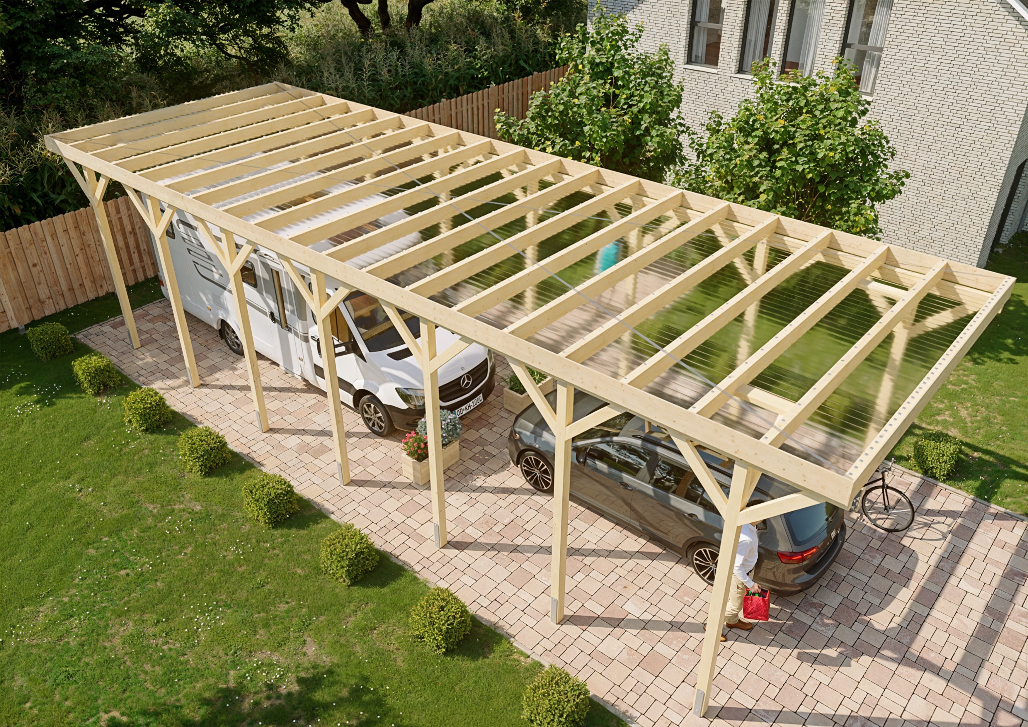 Wohnmobil-Carport Columbus V 4,57x13,50 m - inklusive umweltfreundlichen PET-Platten