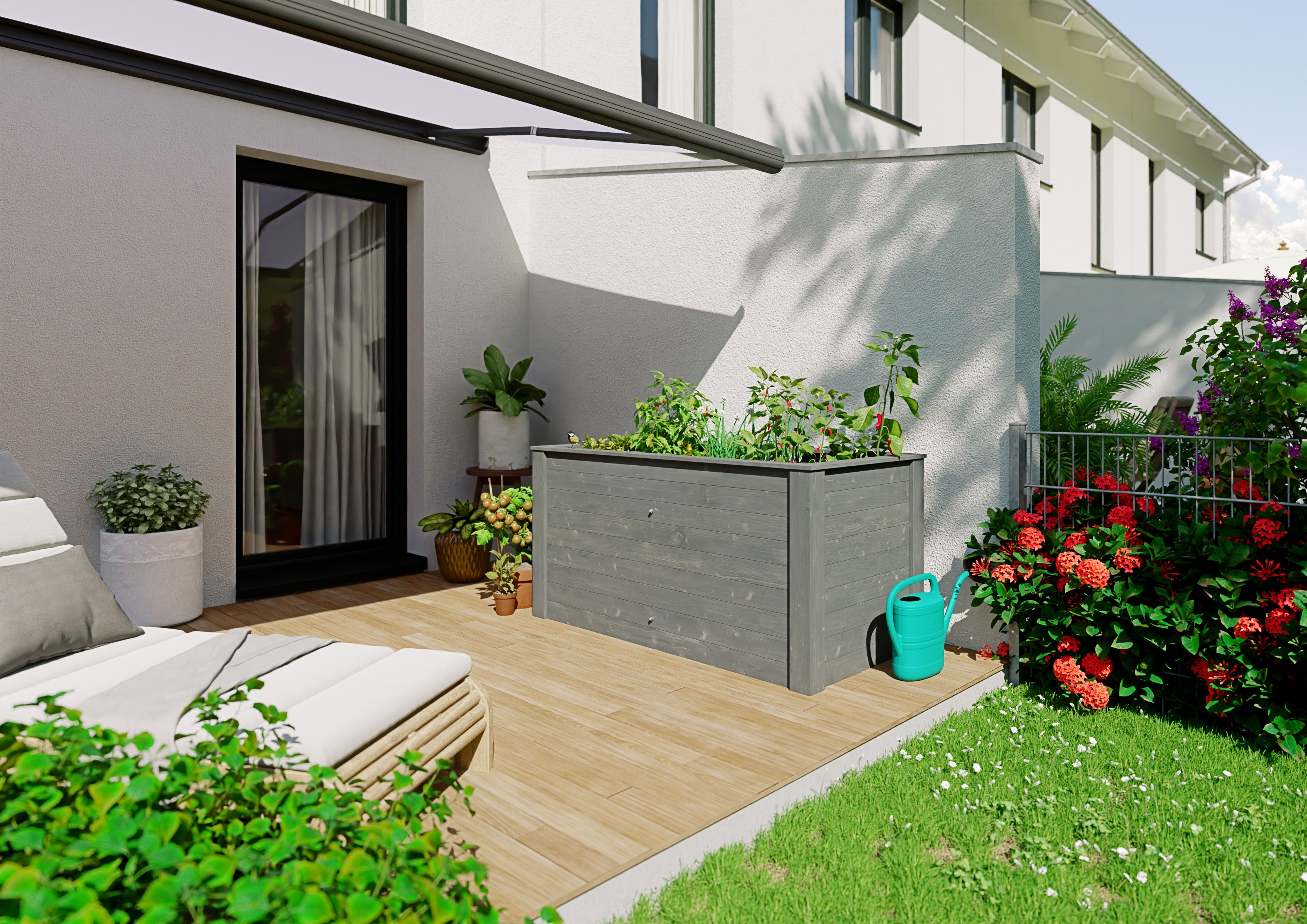 Hochbeet 150x79x76 cm Kiefer grau