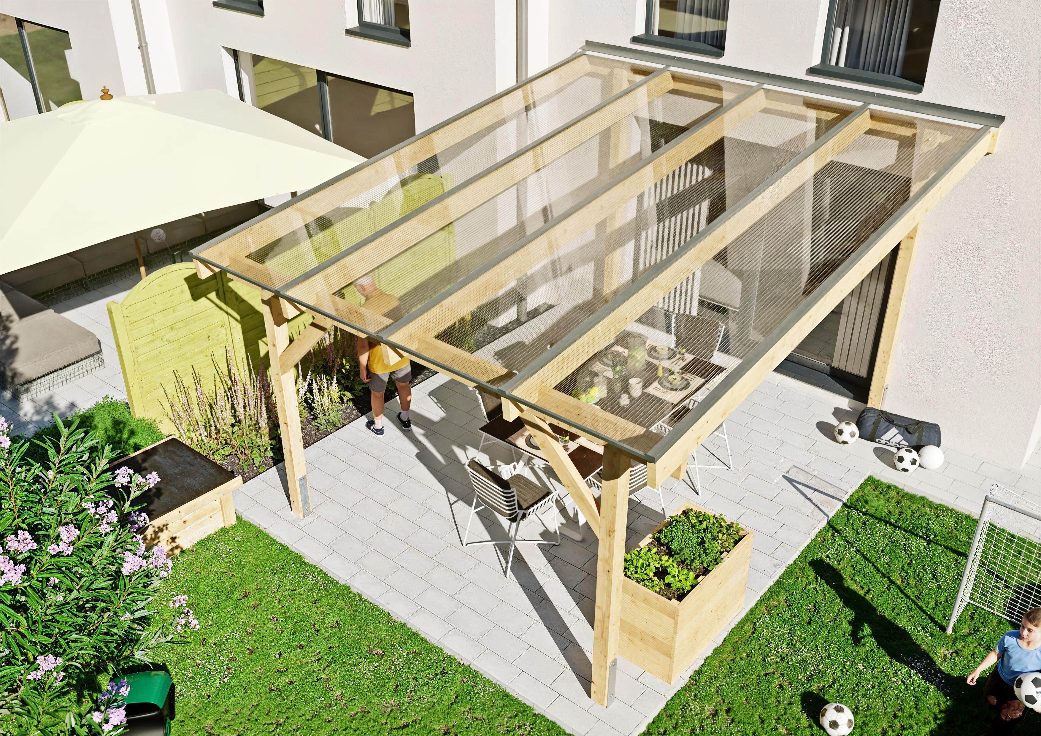 Terrassendach Denver VI 4,09x5,00 m - inklusiv widerstandsfähigem Polycarbonat bronce