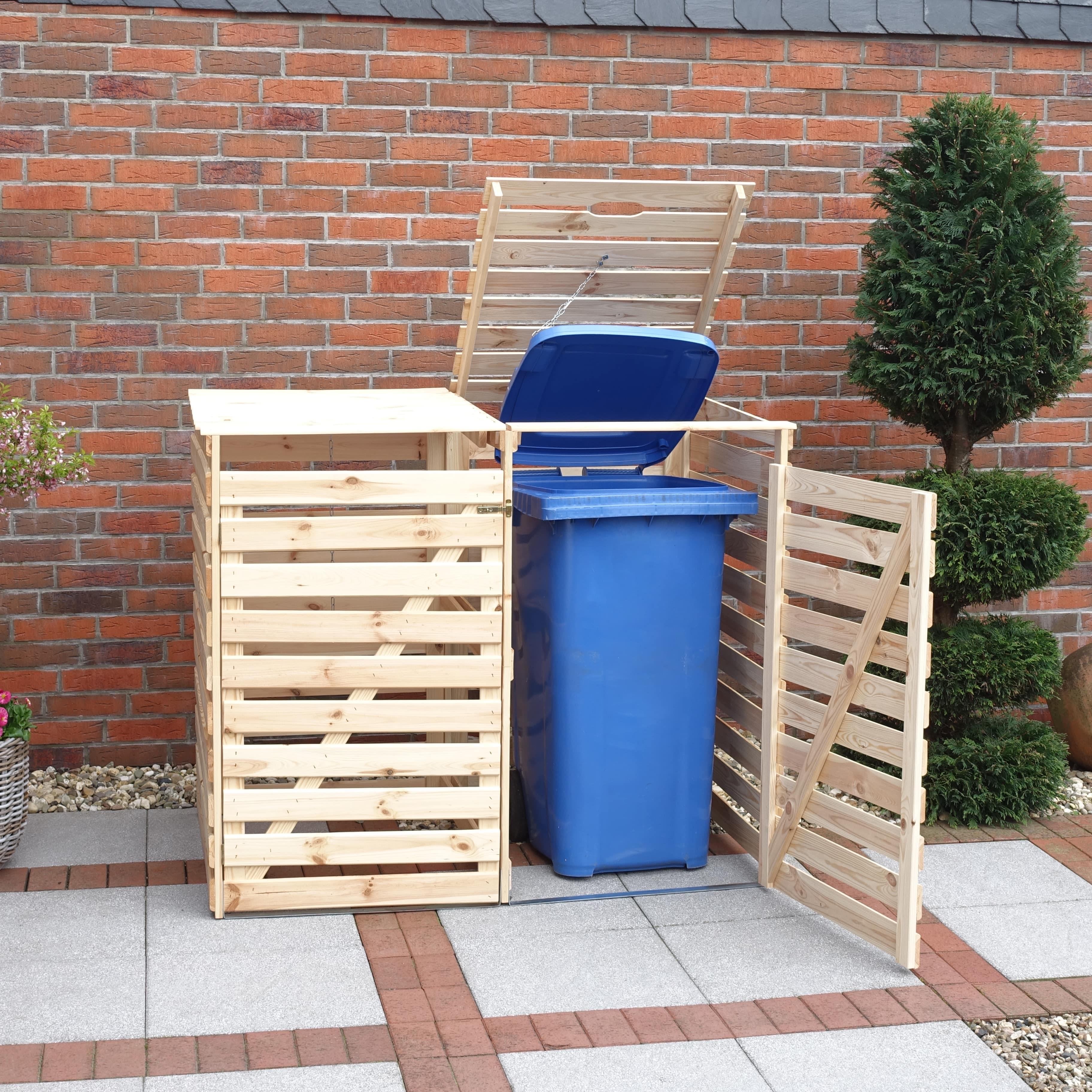 Mülltonnenbox Typ 2 - 2 Tonnen 92x148x122 cm Lärche unbehandelt