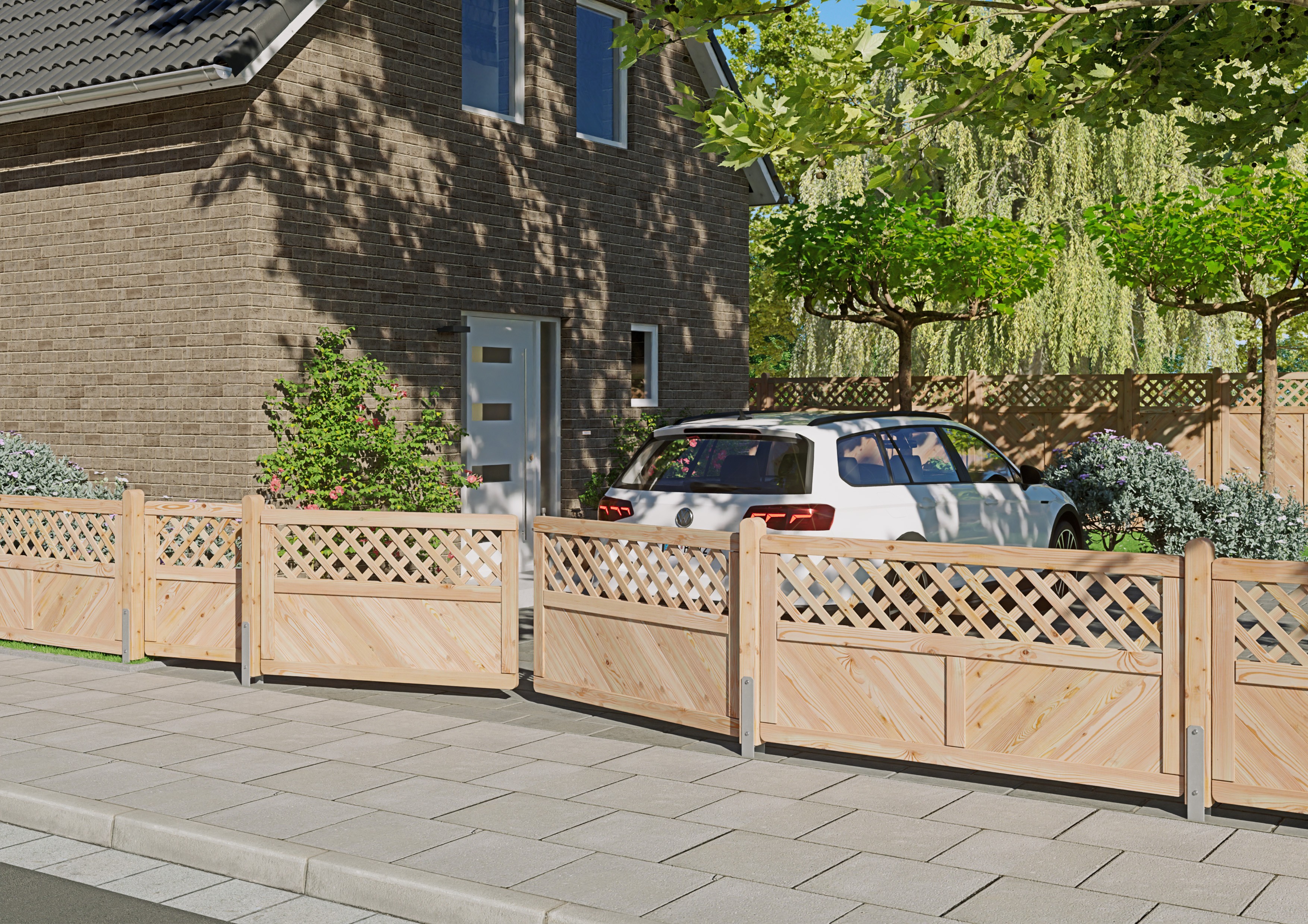 Massivzaun mit Rankgitter 180x90 cm Douglasie unbehandelt