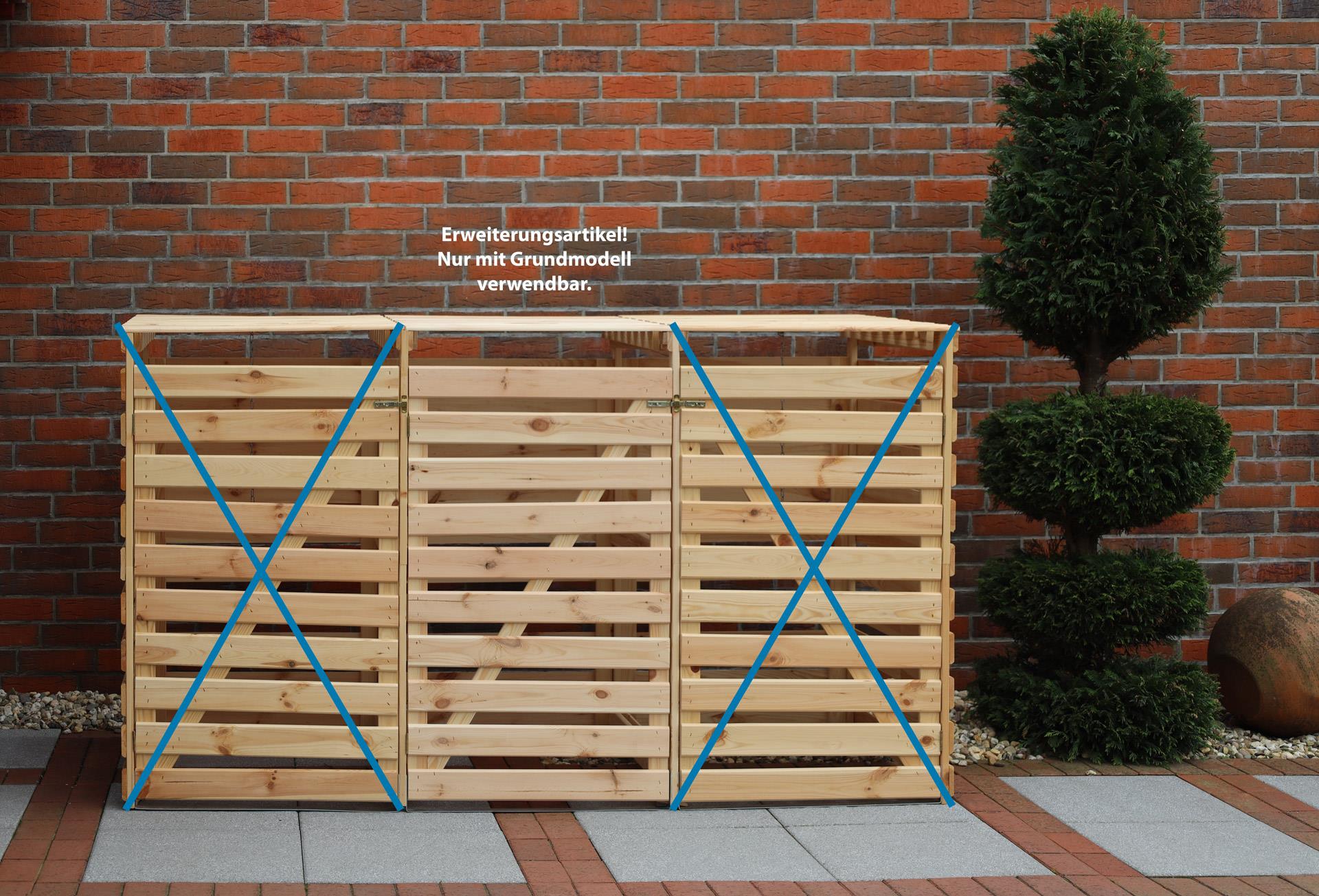 Mülltonnenbox Typ 2 - Erweiterung 92x70x122 cm Lärche unbehandelt