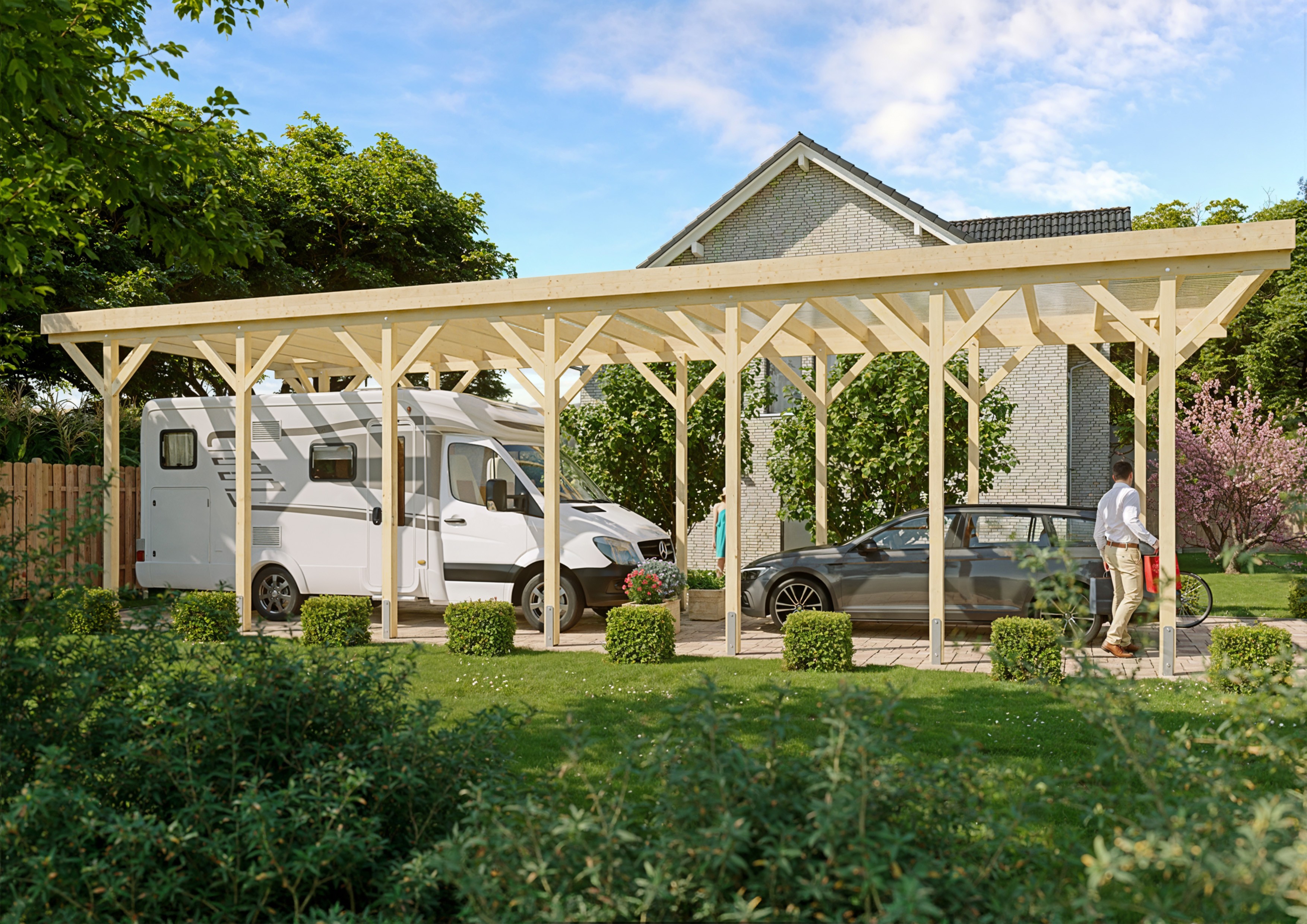Wohnmobil-Carport Columbus V 4,57x13,50 m - inklusive umweltfreundlichen PET-Platten