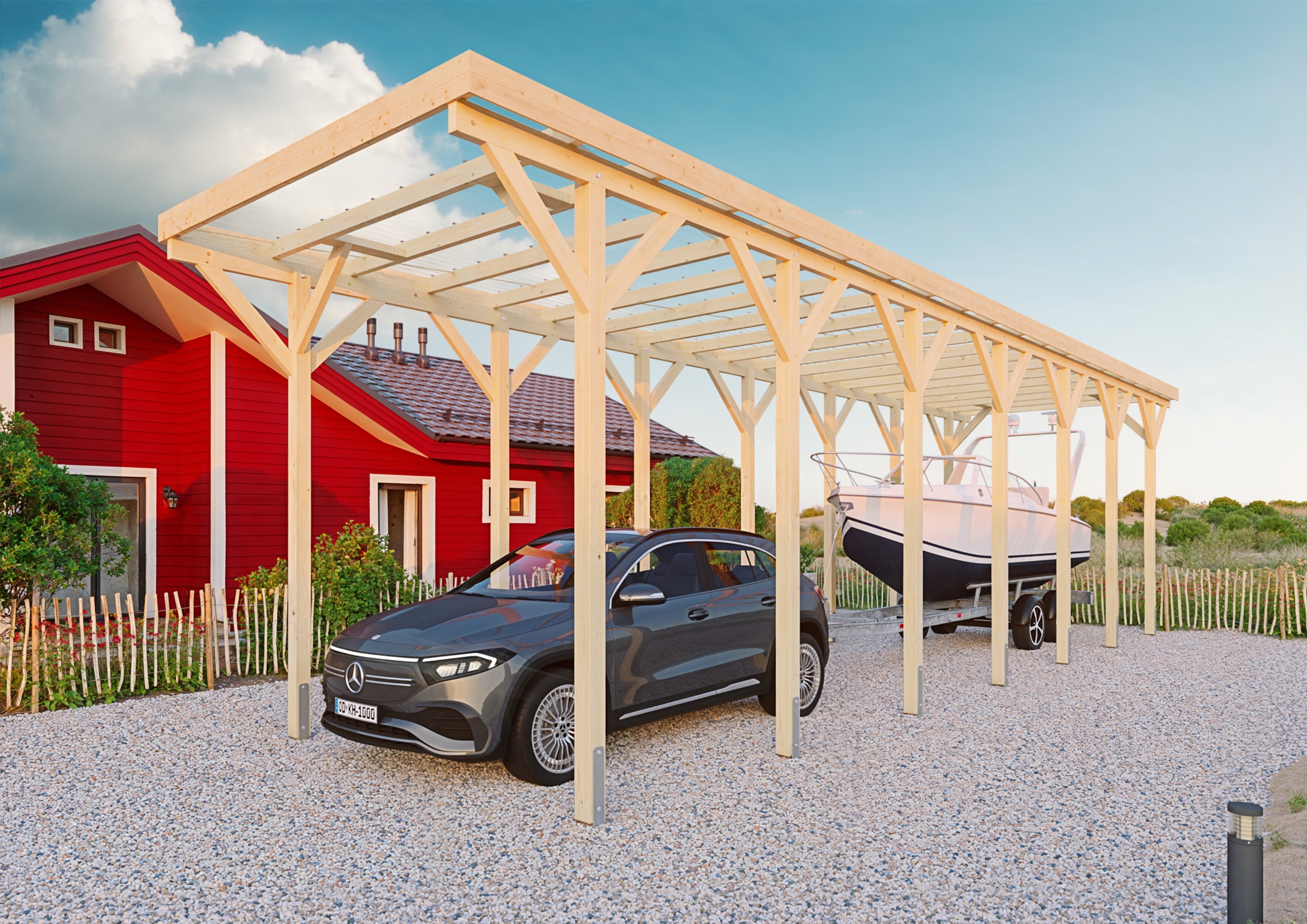 Wohnmobil-Carport Malibu V 3,44x13,50 m - inklusive umweltfreundlichen PET-Platten