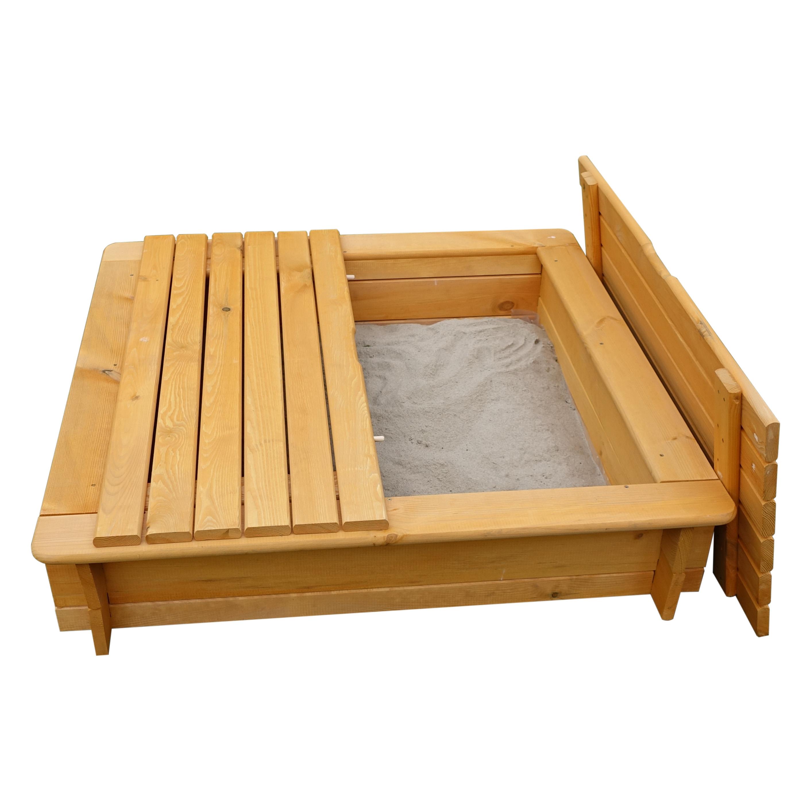 Sandkasten Tessa I 100x100x24 cm - inkl. Abdeckung Kiefer unbehandelt