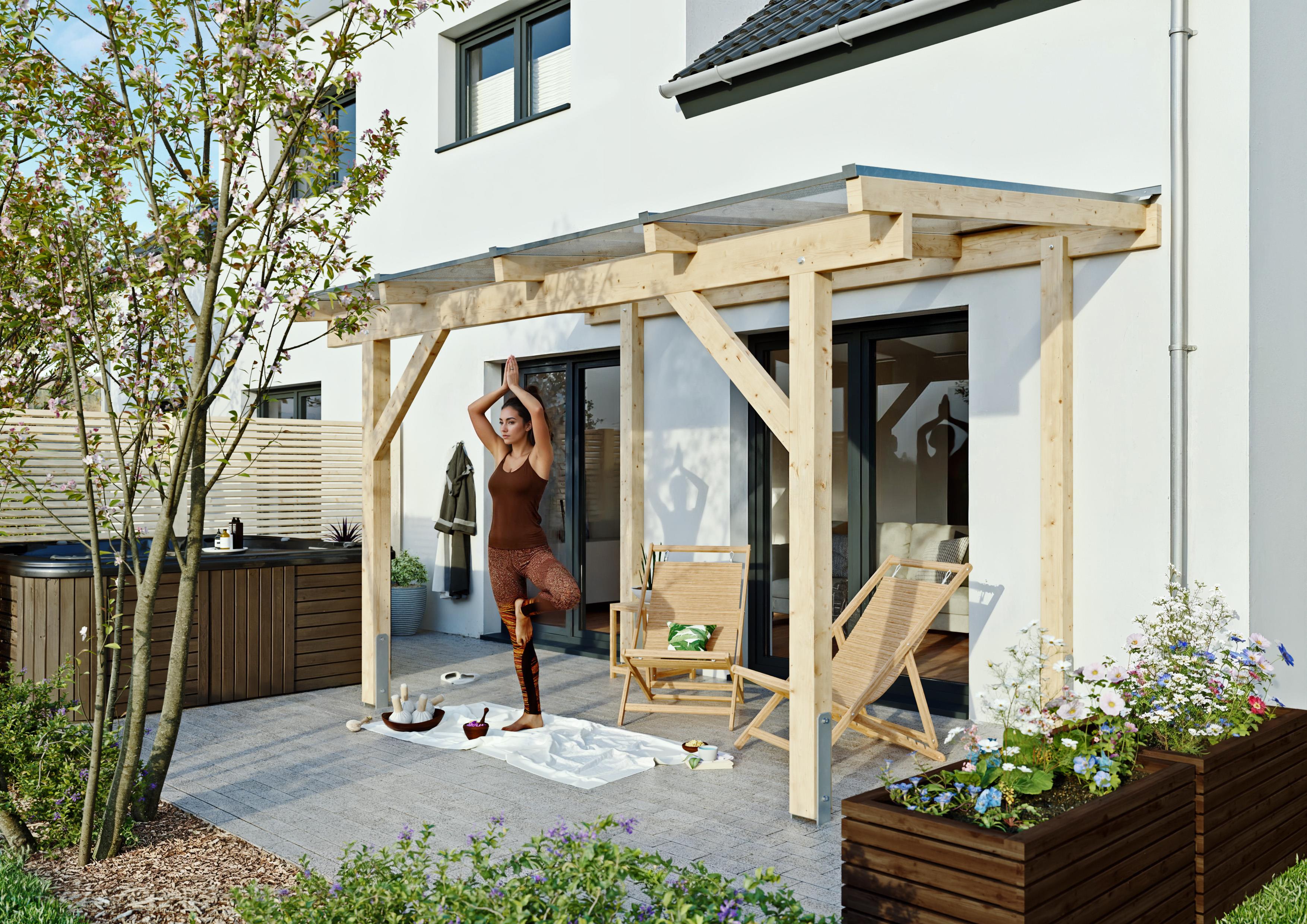 Terrassendach Denver I 4,09x2,50 m - inklusiv hochwertigem Acryl klar