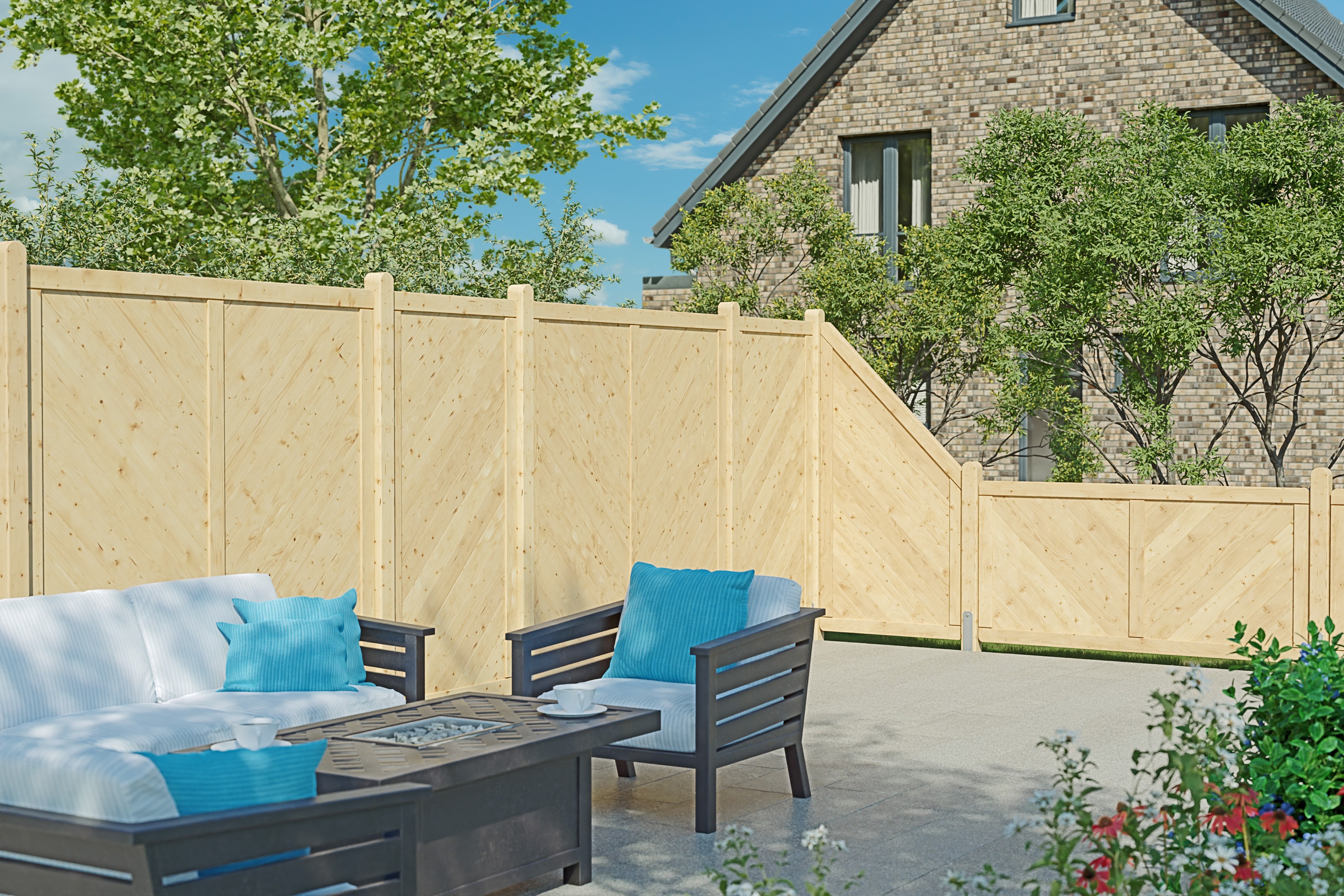 Massivzaun geschlossen 90x180/90 cm Fichte unbehandelt