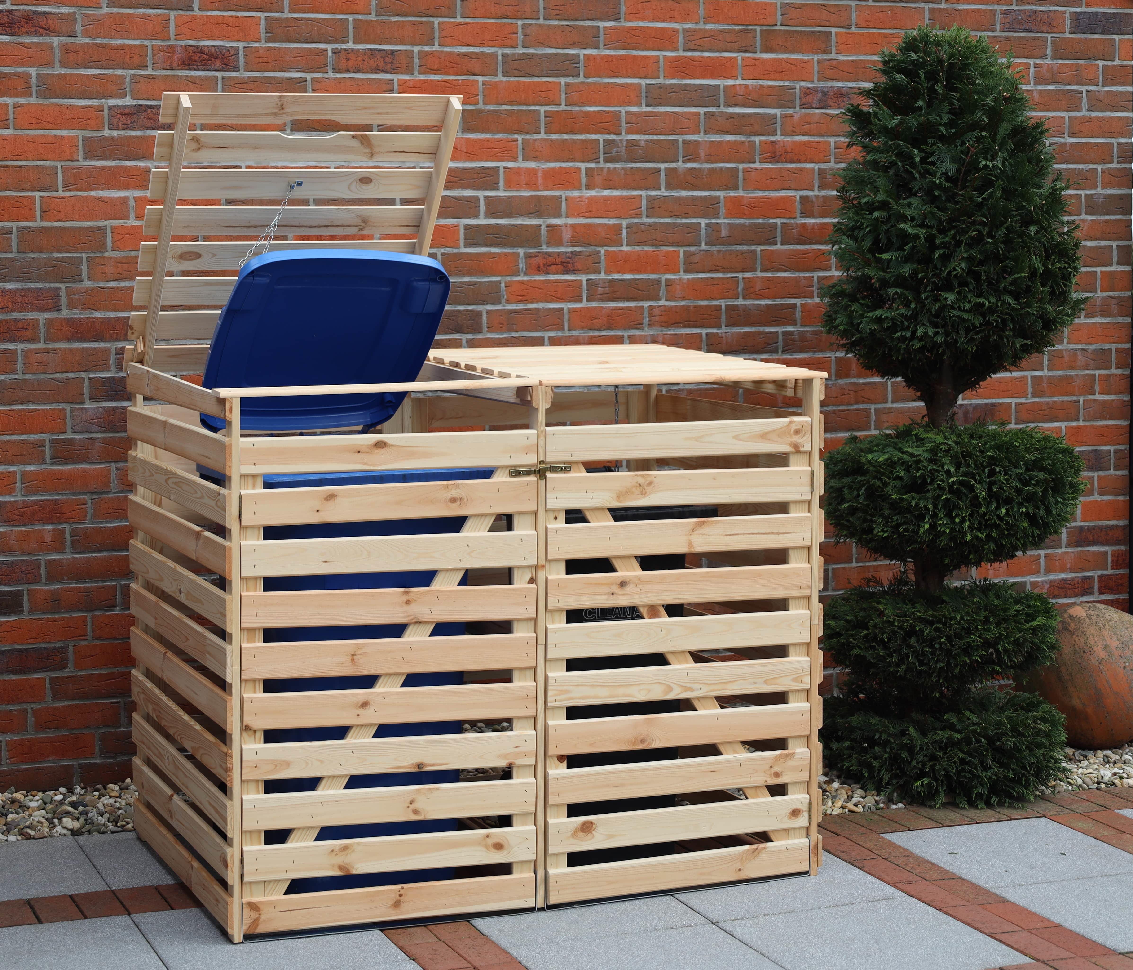Mülltonnenbox Typ 2 - 2 Tonnen 92x148x122 cm Lärche unbehandelt