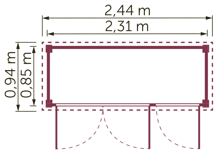 Multifunktionsschrank 2,31x0,85 m