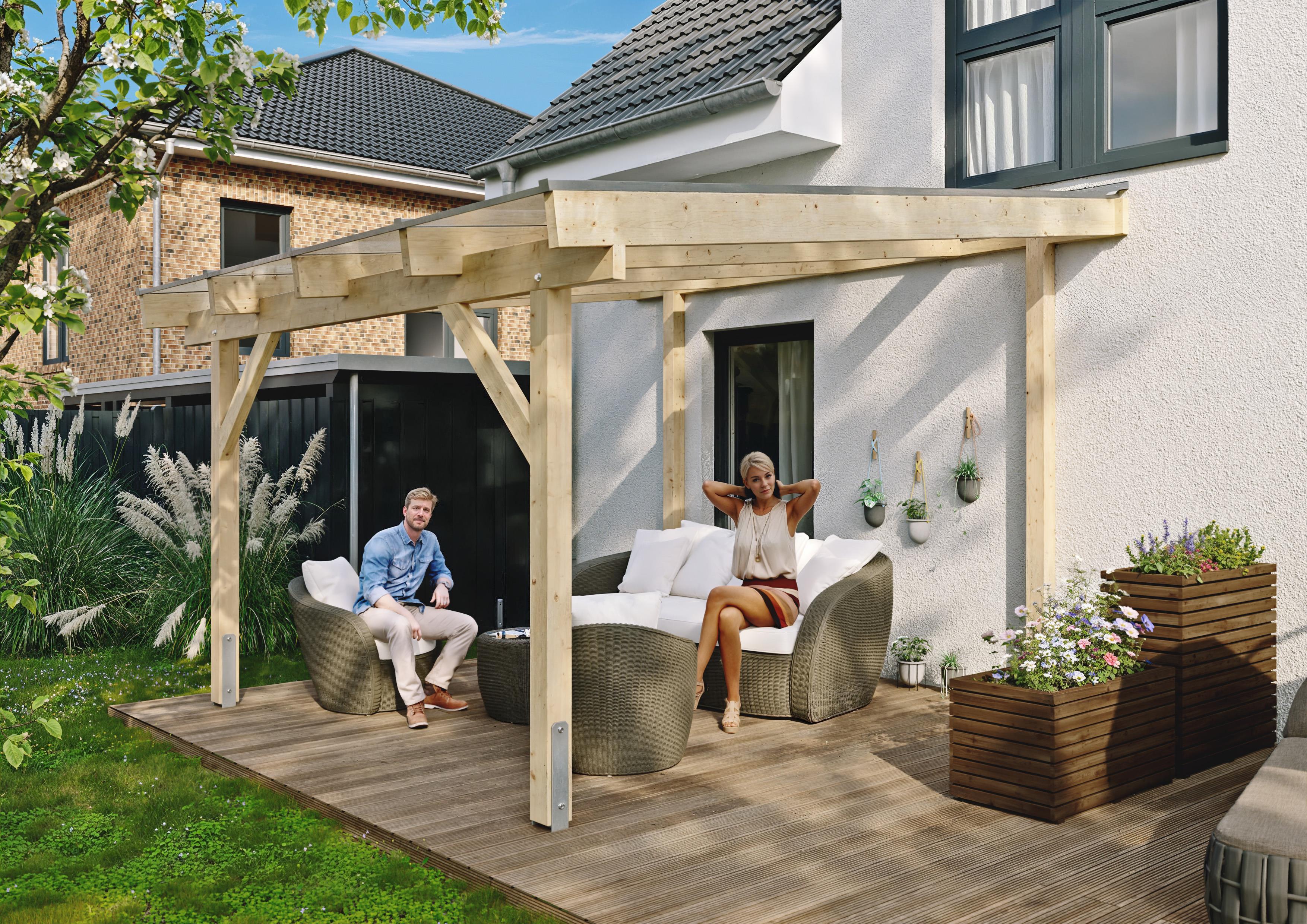 Terrassendach Denver IV 4,09x4,00 m - inklusiv hochwertigem Acryl bronce