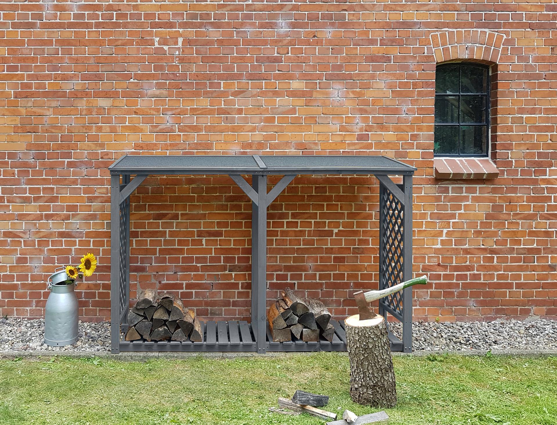 Kaminholz-Speicher 238x68x148 cm Kiefer grau