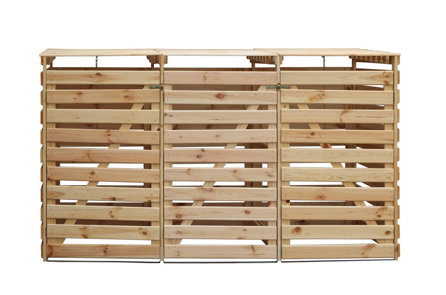 Mülltonnenbox Typ 2 - 3 Tonnen 92x219x122 cm Kiefer unbehandelt