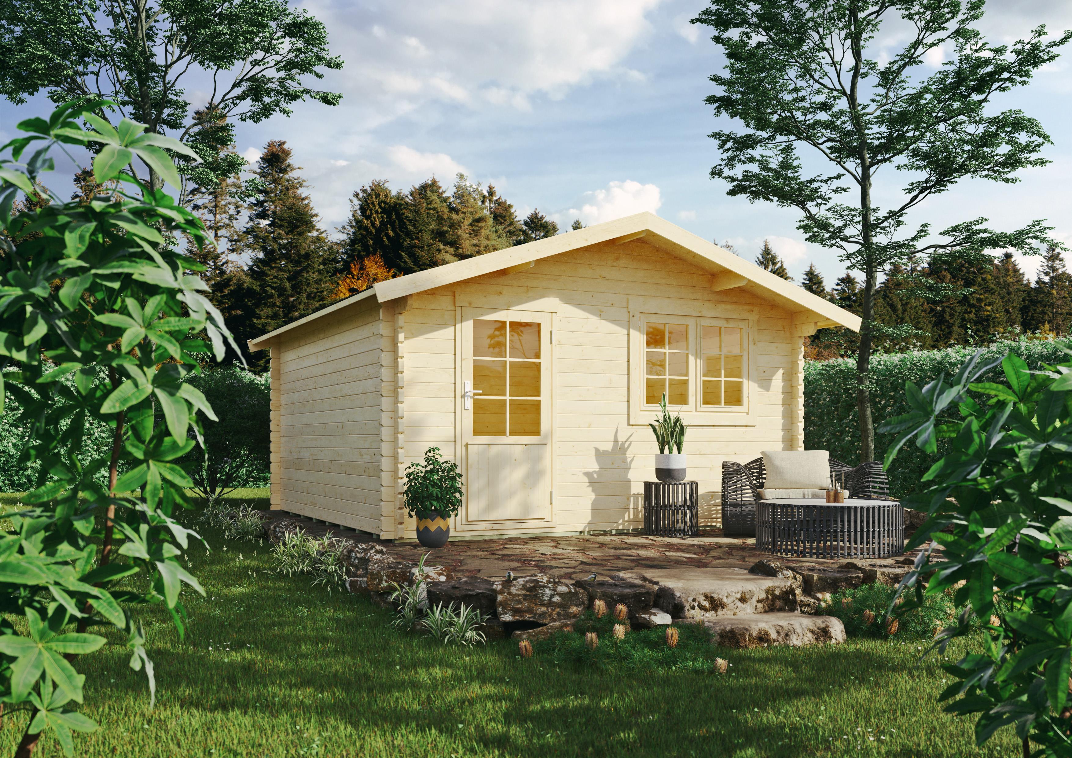 Gartenhaus Shelton II 3,90x3,90 m - inklusive hochwertigen Dachschindeln
