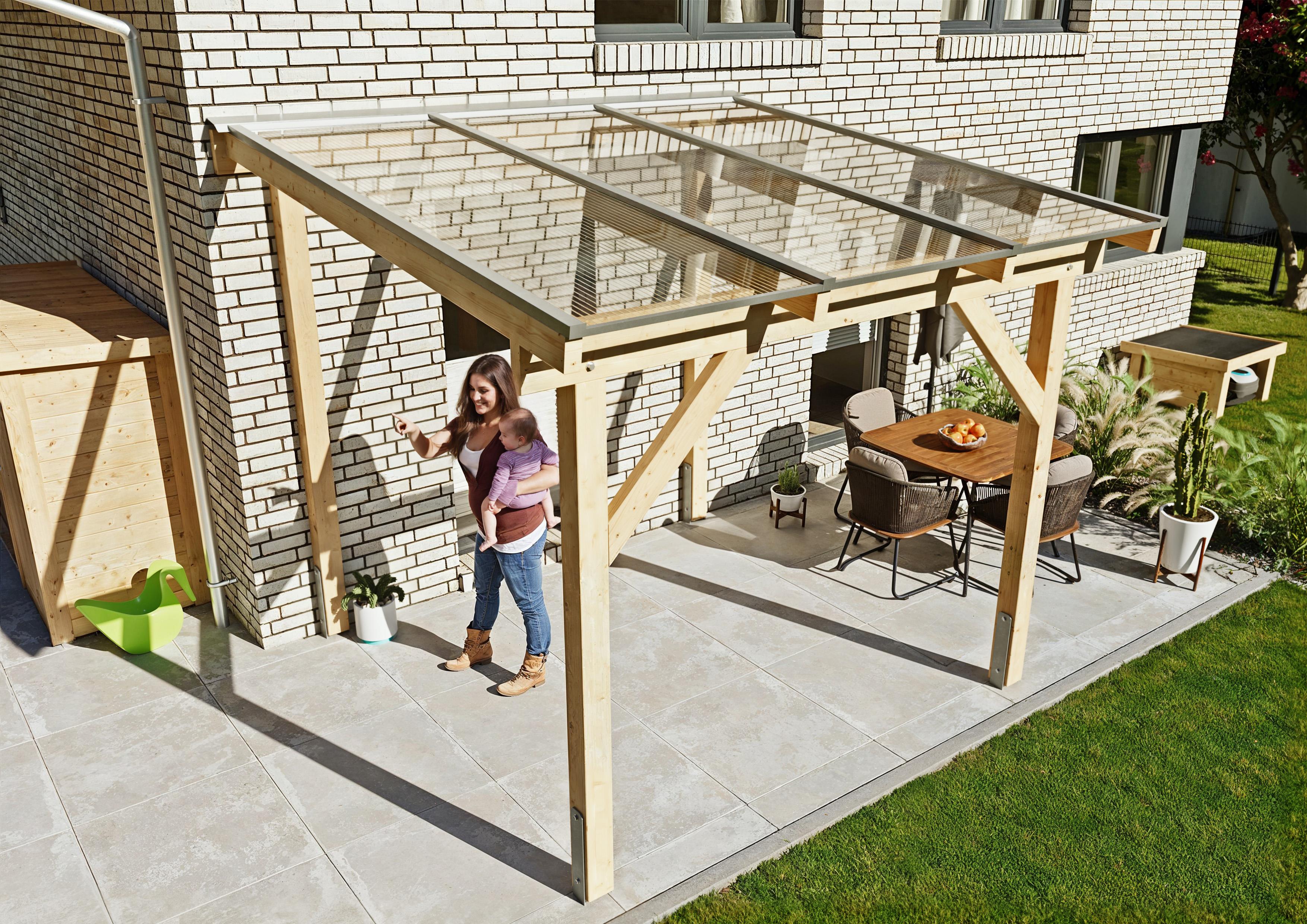 Terrassendach Albany II 3,08x3,00 m - inklusiv hochwertigem Acryl bronce