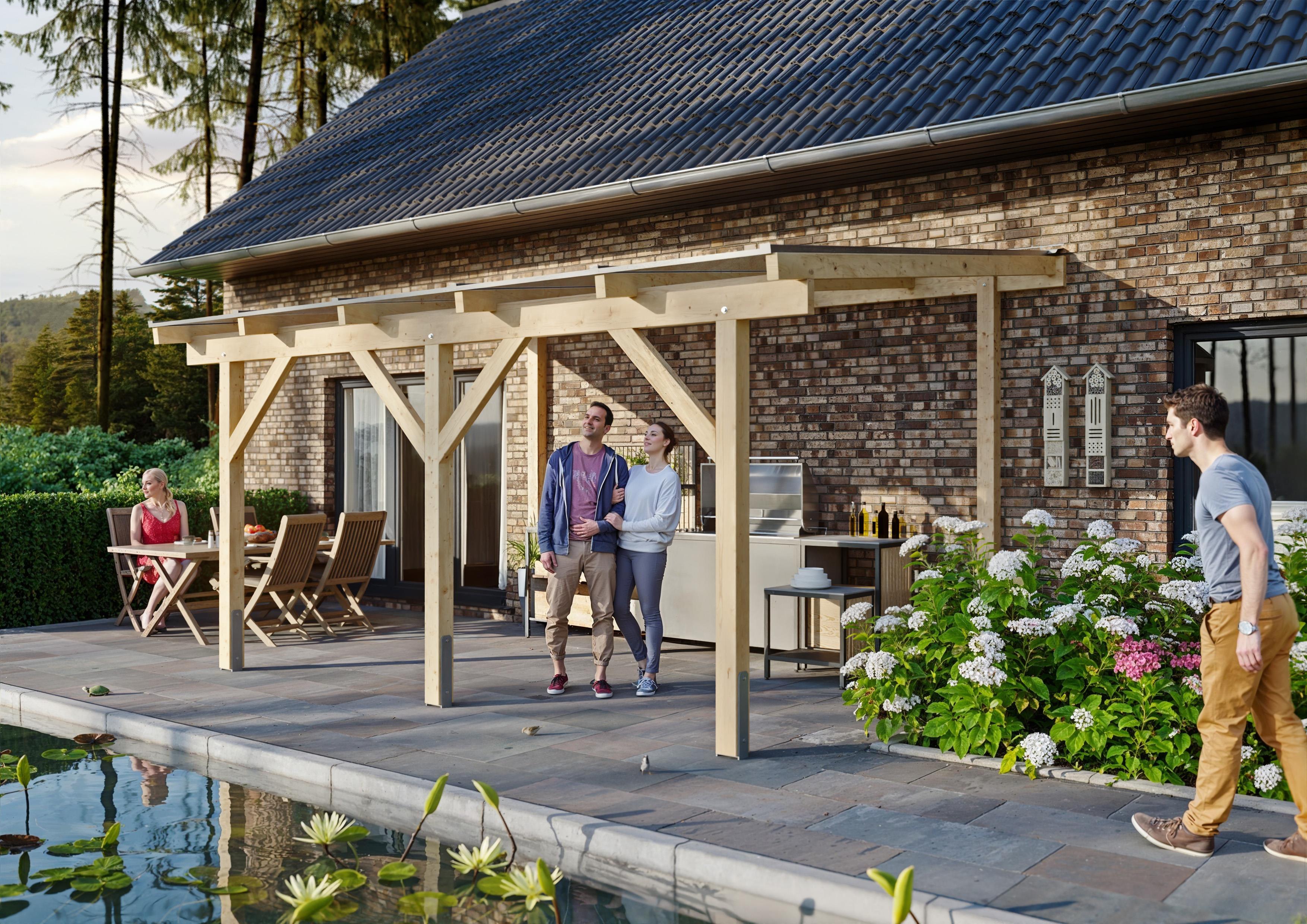 Terrassendach Idaho III 5,10x3,50 m - inklusiv widerstandsfähigem Polycarbonat opal-weiß X-Struktur