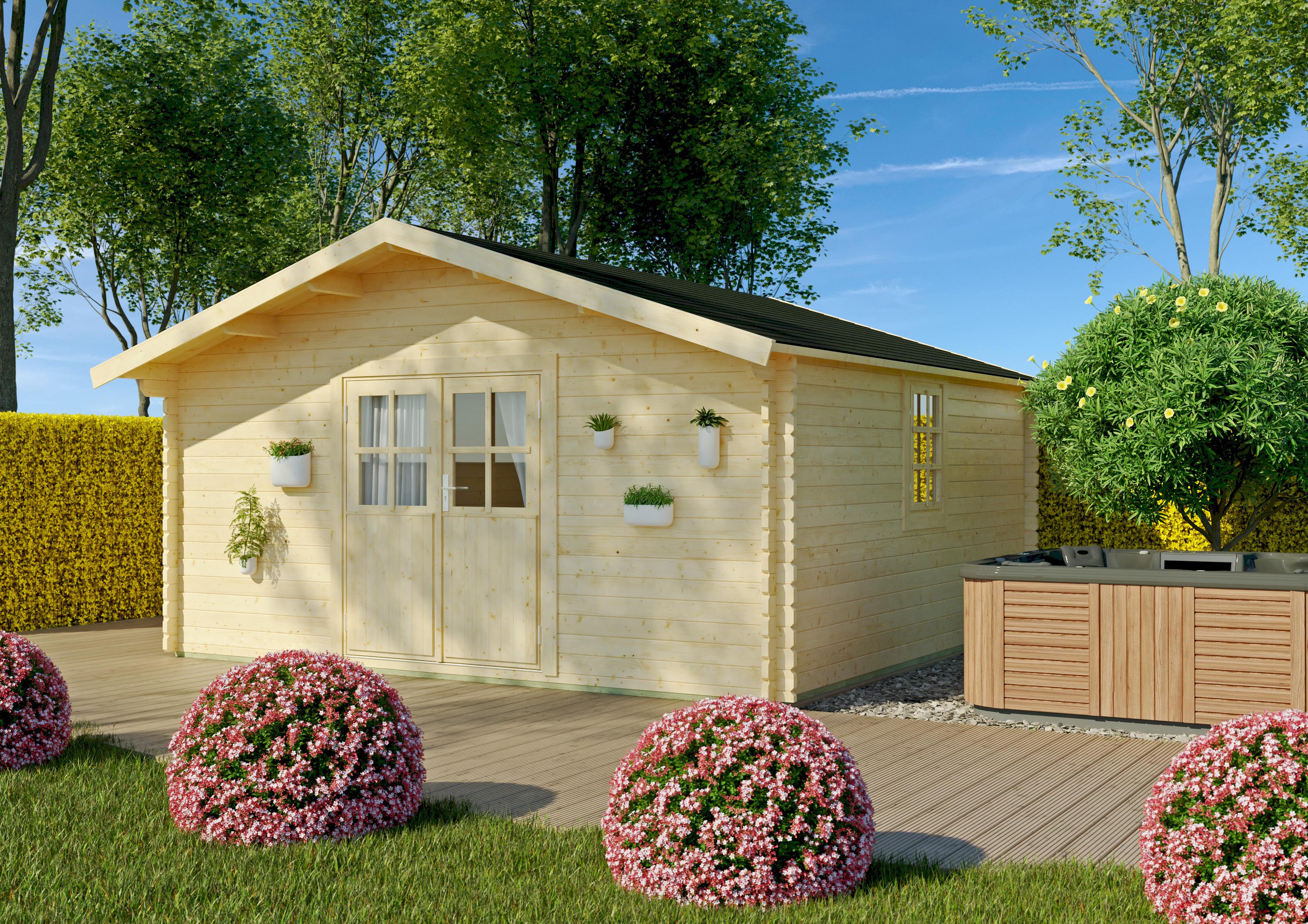 Gartenhaus Springfield V 4,50x4,50 m - inklusive hochwertigen Dachschindeln