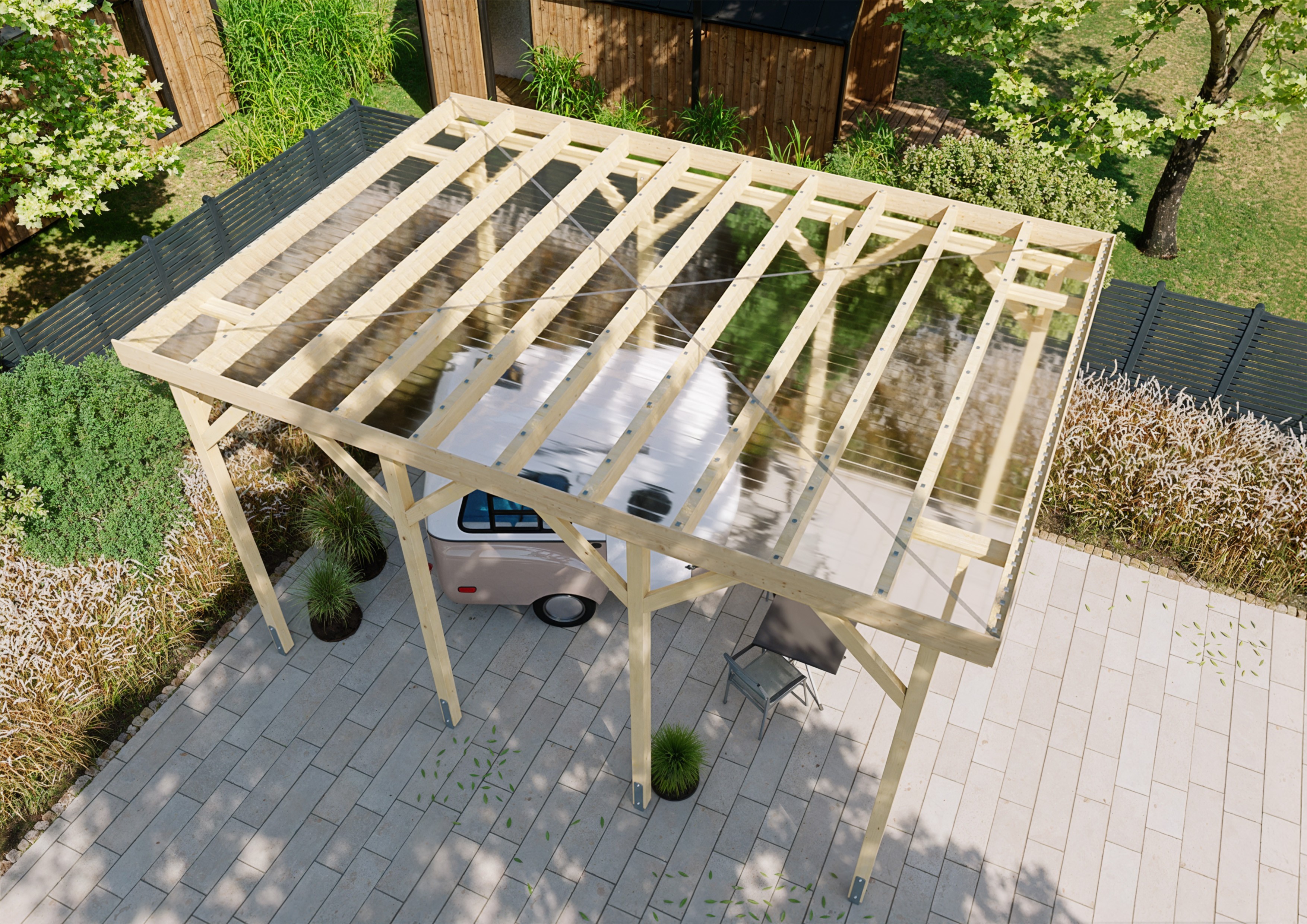Wohnmobil-Carport Columbus II 4,57x6,50 m - inklusive umweltfreundlichen PET-Platten