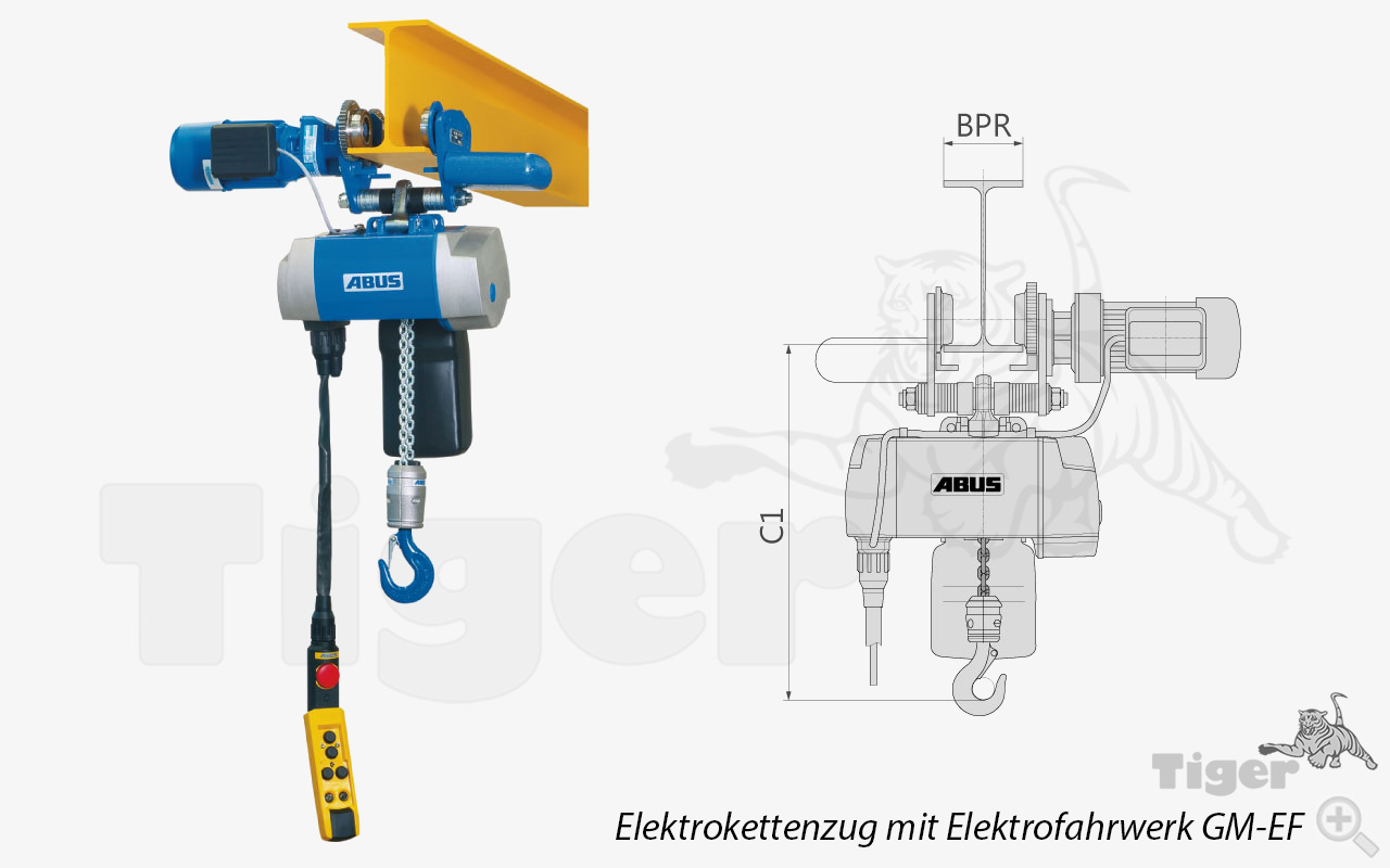 abus-elektrokettenzug-gm-mit-abus-elektrofahrwerk-tigerhebezeuge-50 Typ GM6-1000.10-1-EF14-300