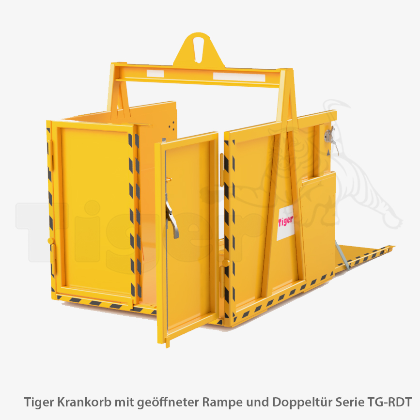 tiger-krankorb-mit-geoeffneter-rampe-und-doppeltuer-tg-rdt-v2 Typ TG-RDT-1,0-1,3x1,0/1,6