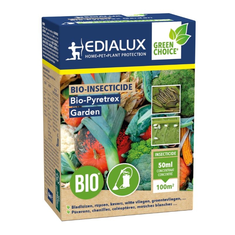 Biologisch insecticide Bio-Pyretrex Garden (50ml) voor de bestrijding van bladluizen, rupsen, kevers en andere insecten.