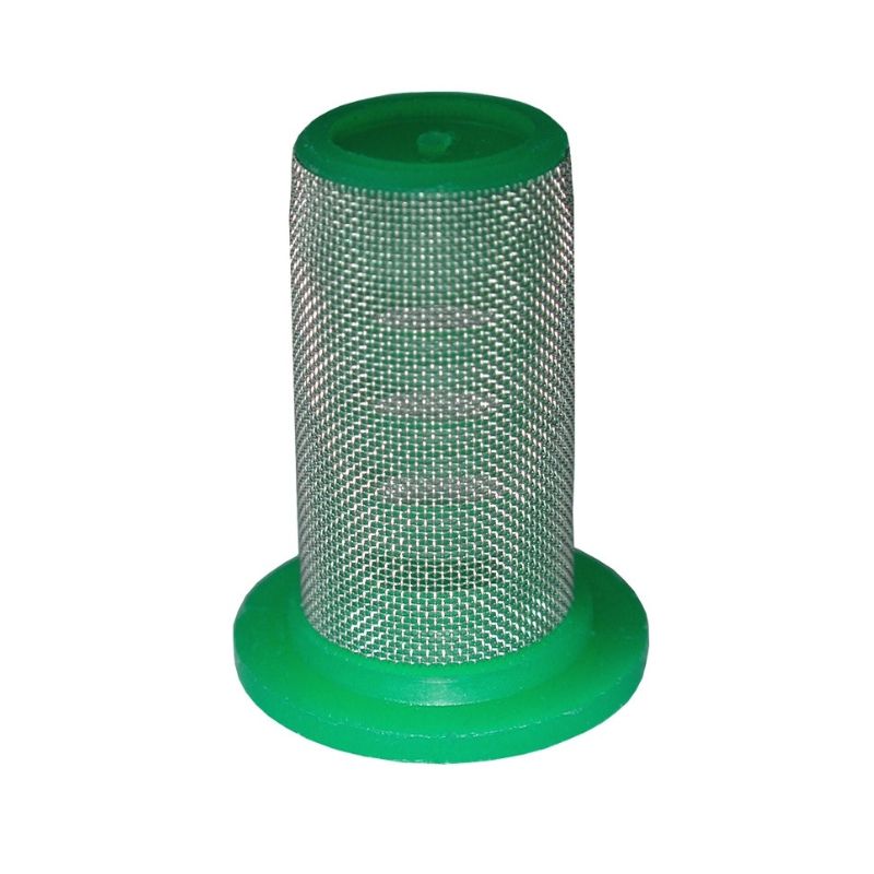 Groen en zilverkleurig Birchmeier filter 8079-PP-100, gebruikt in AS 1200 AC1 en AC2 accublazers.